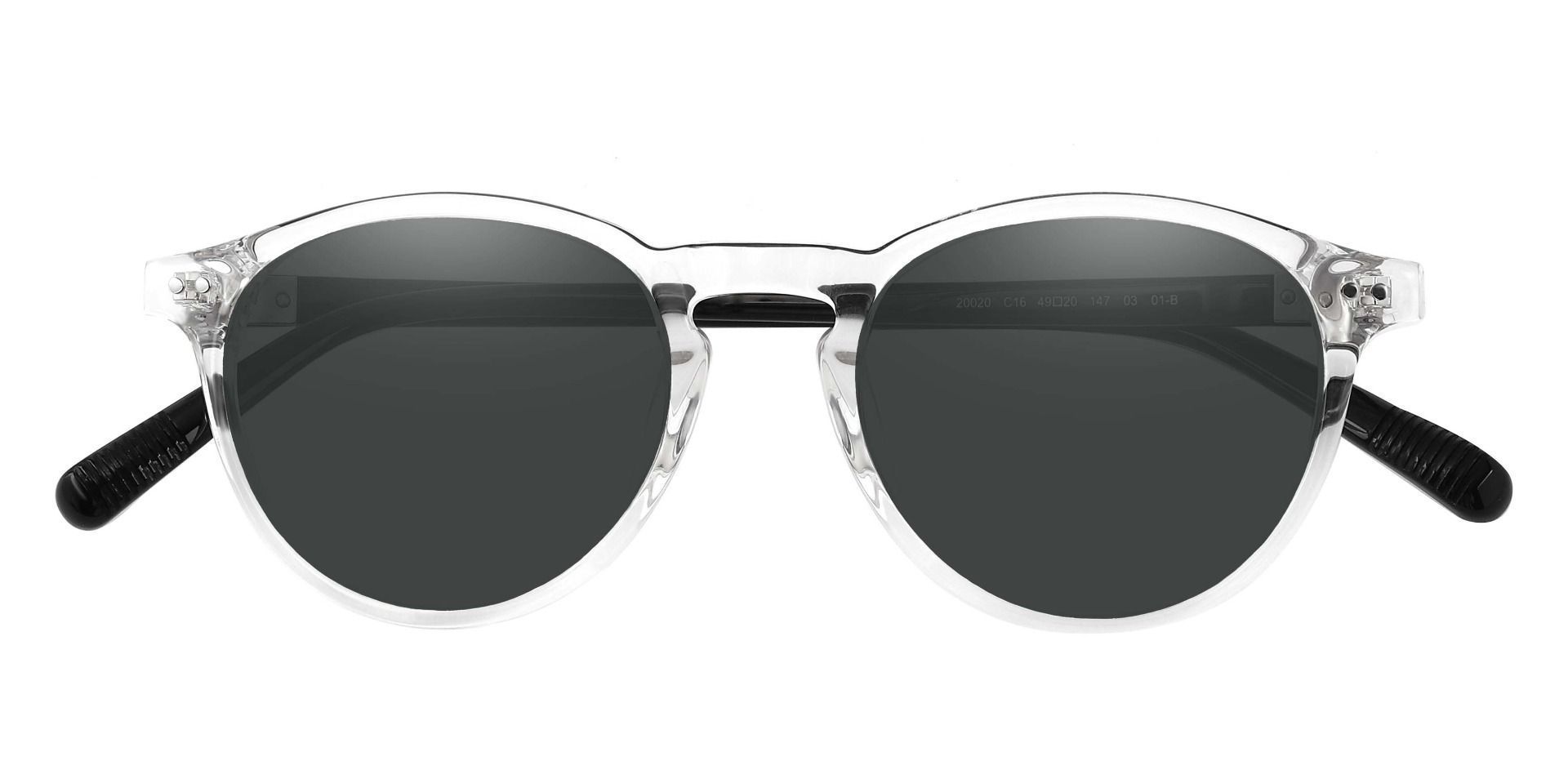 Monarch Oval Lined Bifocal Sunglasses - Clear Frame With Gray Lenses