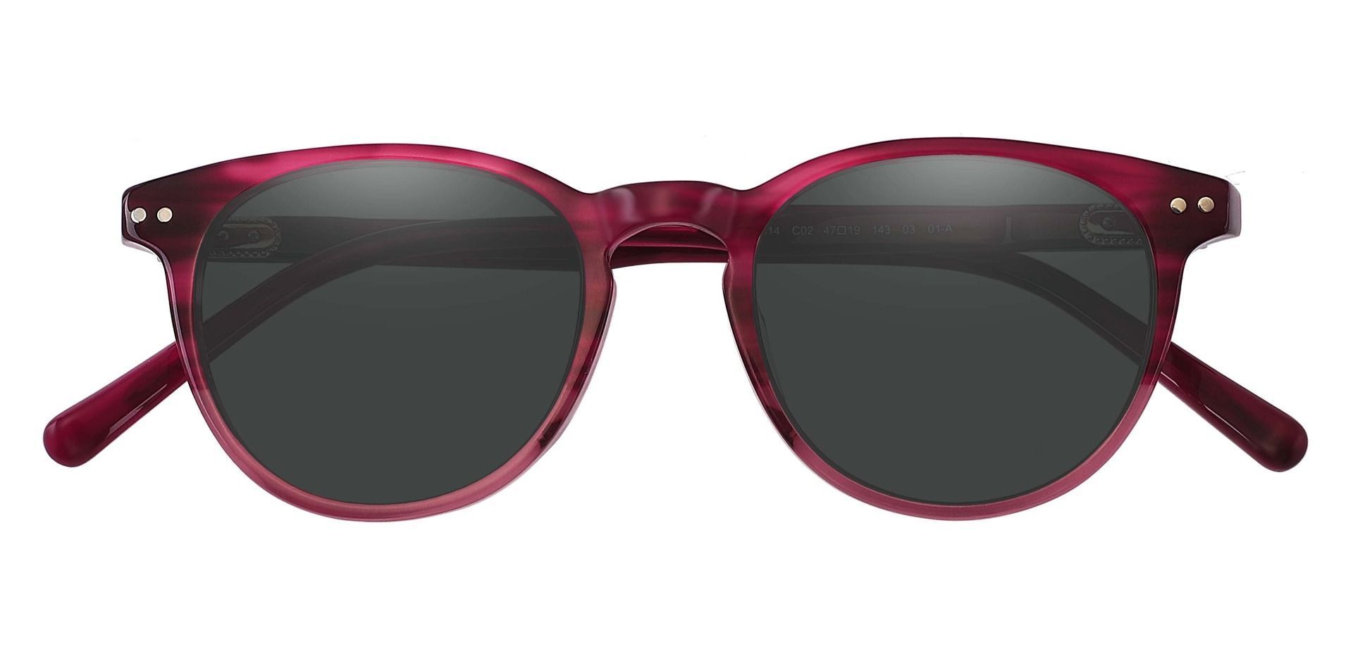 Marianna Oval Progressive Sunglasses - Red Frame With Gray Lenses