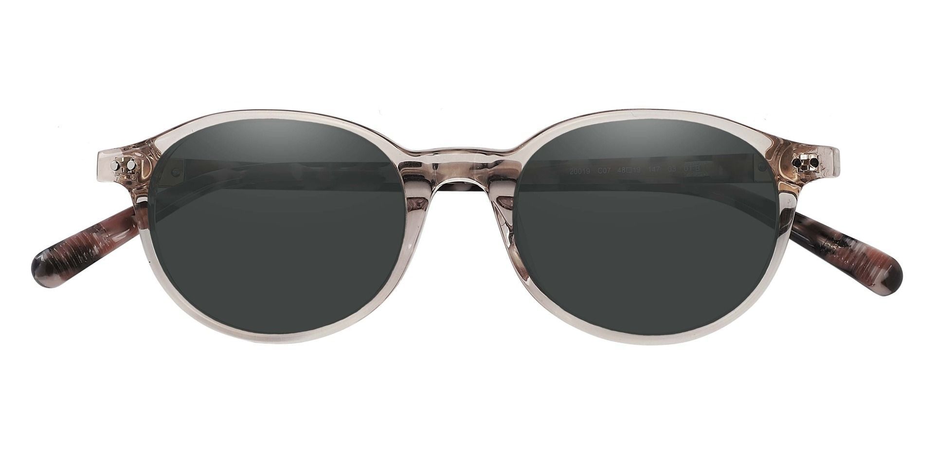 Avon Oval Prescription Sunglasses - Clear Frame With Gray Lenses