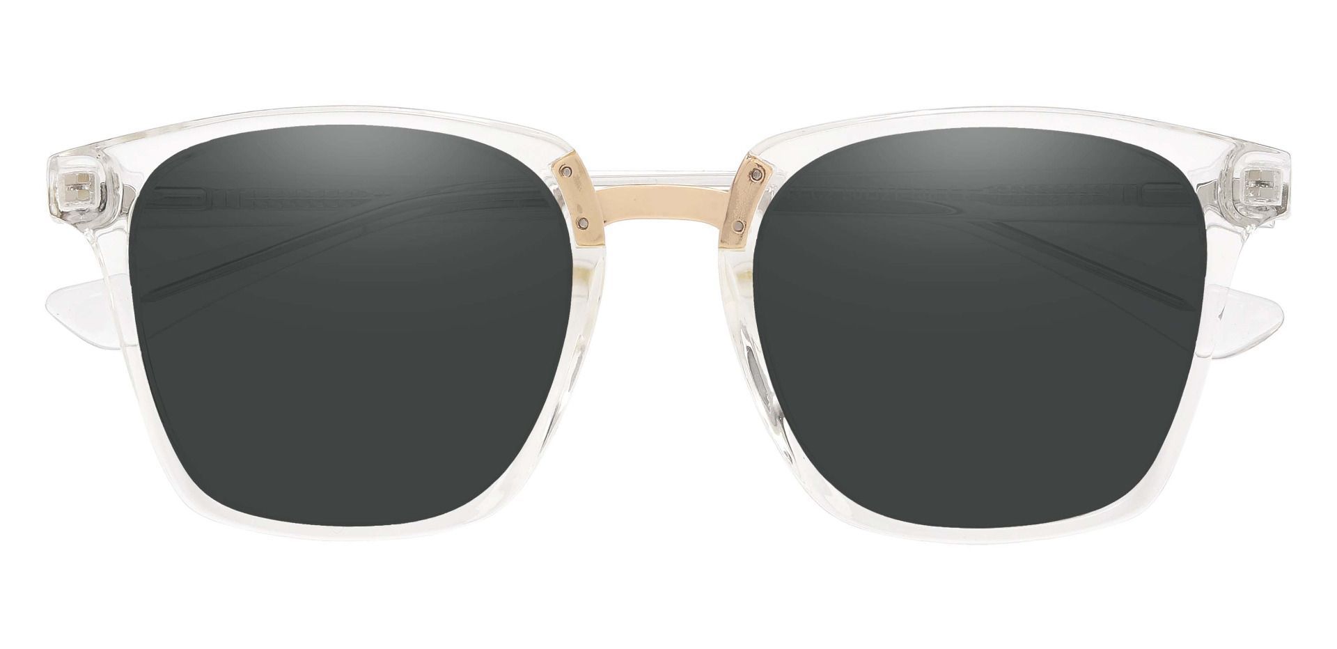 Delta Square Prescription Sunglasses - Clear Frame With Gray Lenses