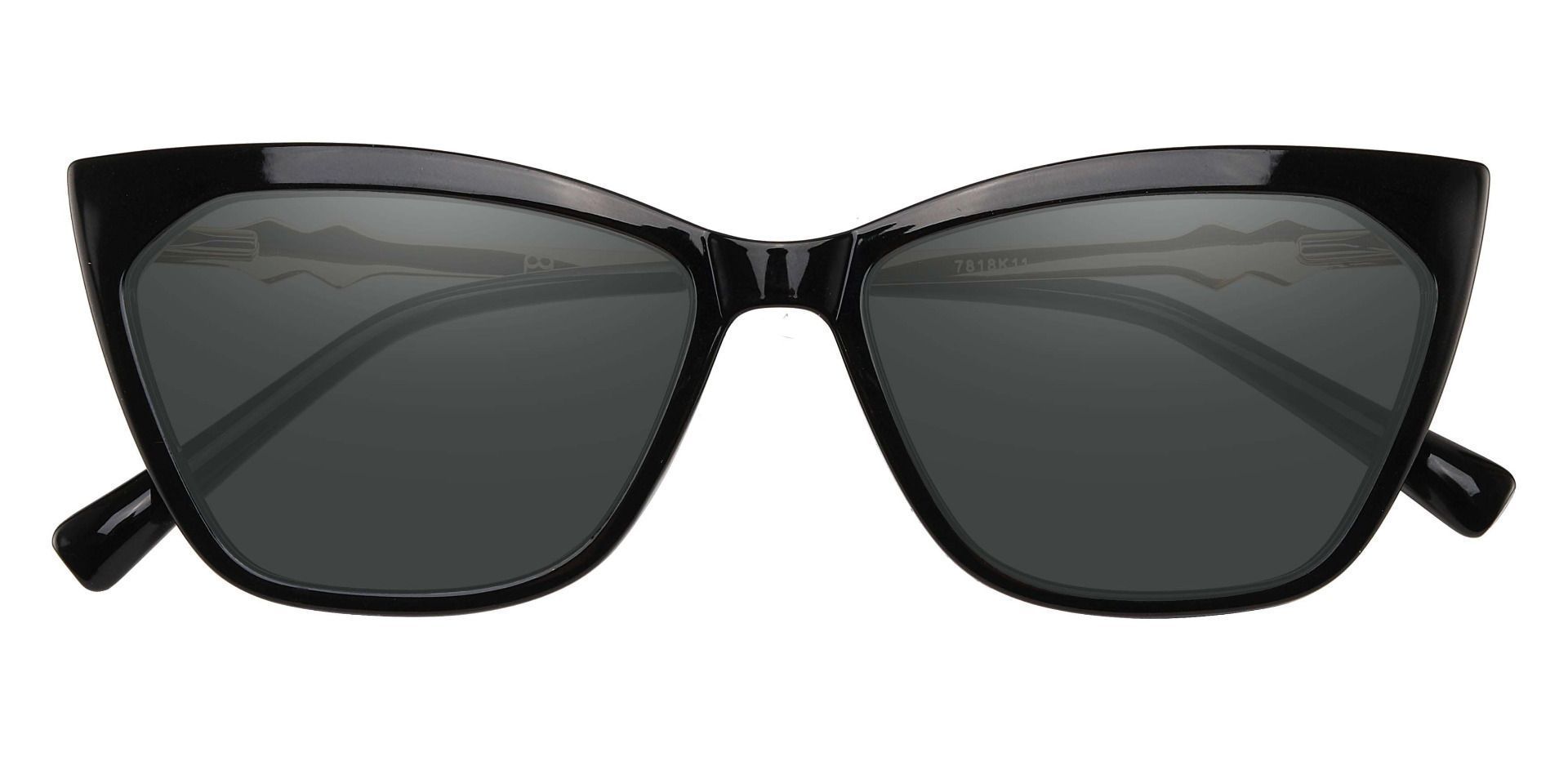 Addison Cat Eye Prescription Sunglasses - Black Frame With Gray Lenses
