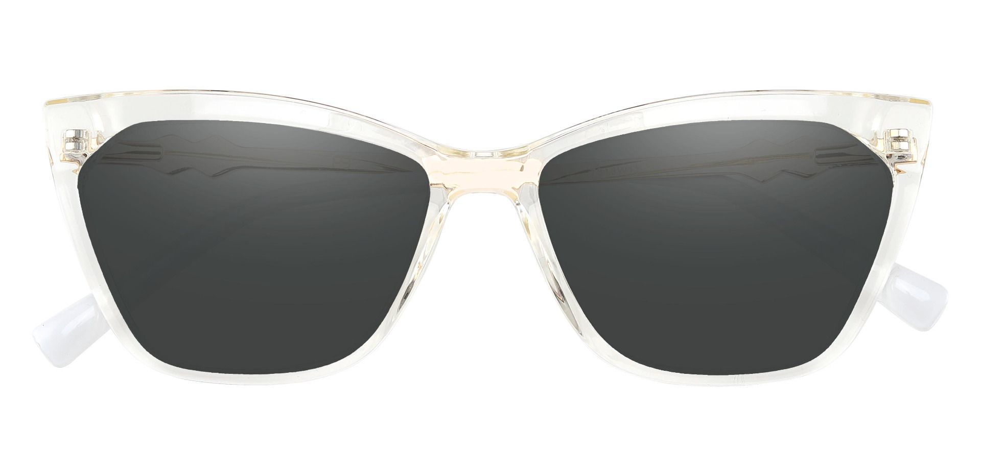Addison Cat Eye Prescription Sunglasses - Clear Frame With Gray Lenses