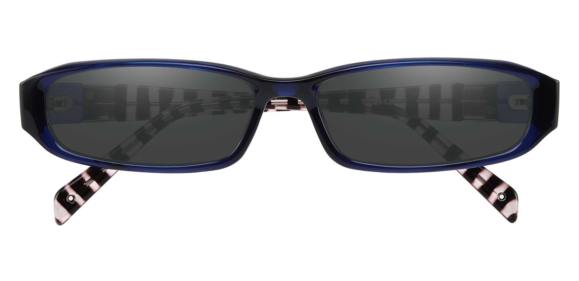 Mulberry Rectangle Non-Rx Sunglasses - Blue Frame With Gray Lenses