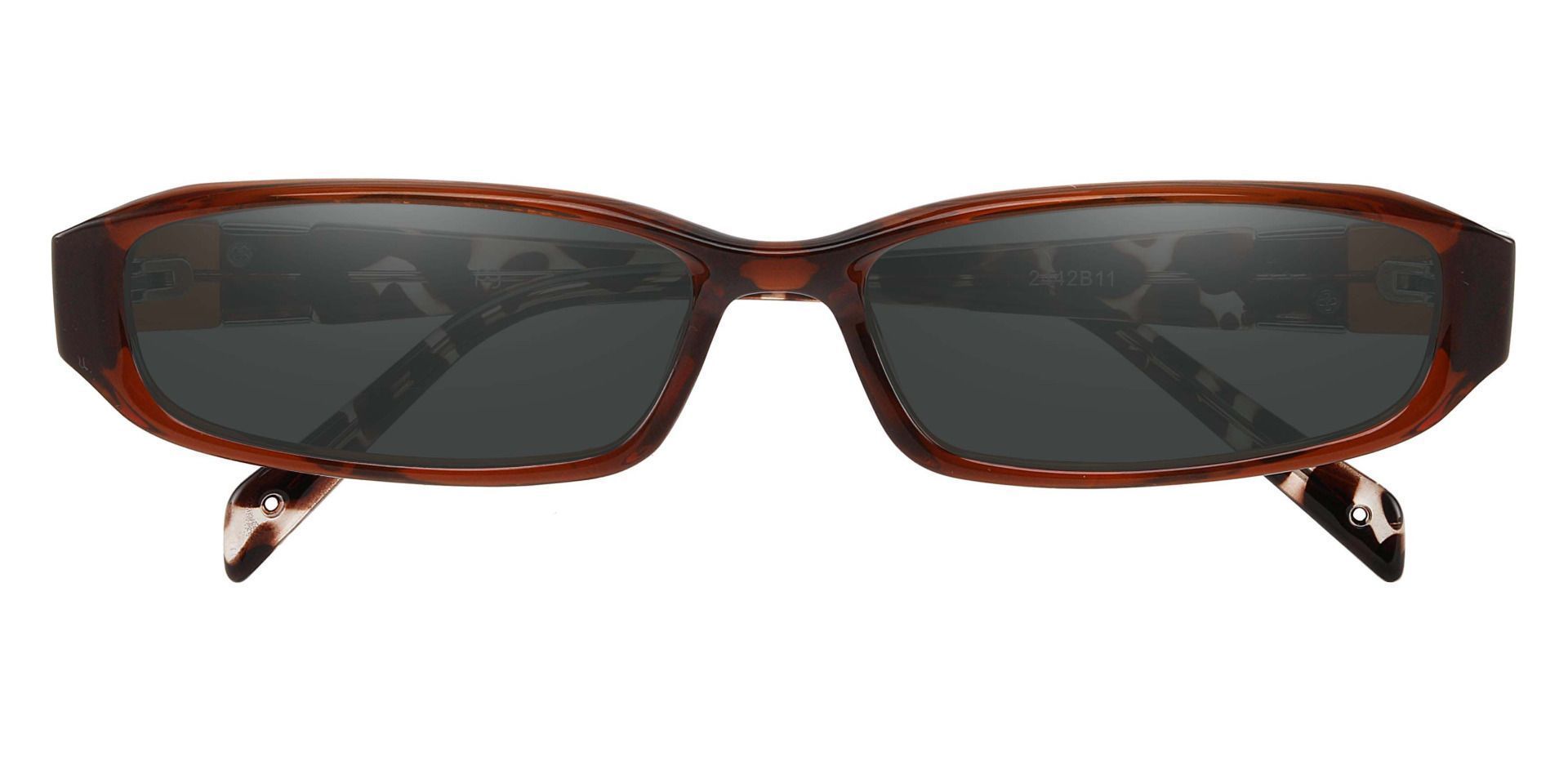 Mulberry Rectangle Single Vision Sunglasses - Brown Frame With Gray Lenses