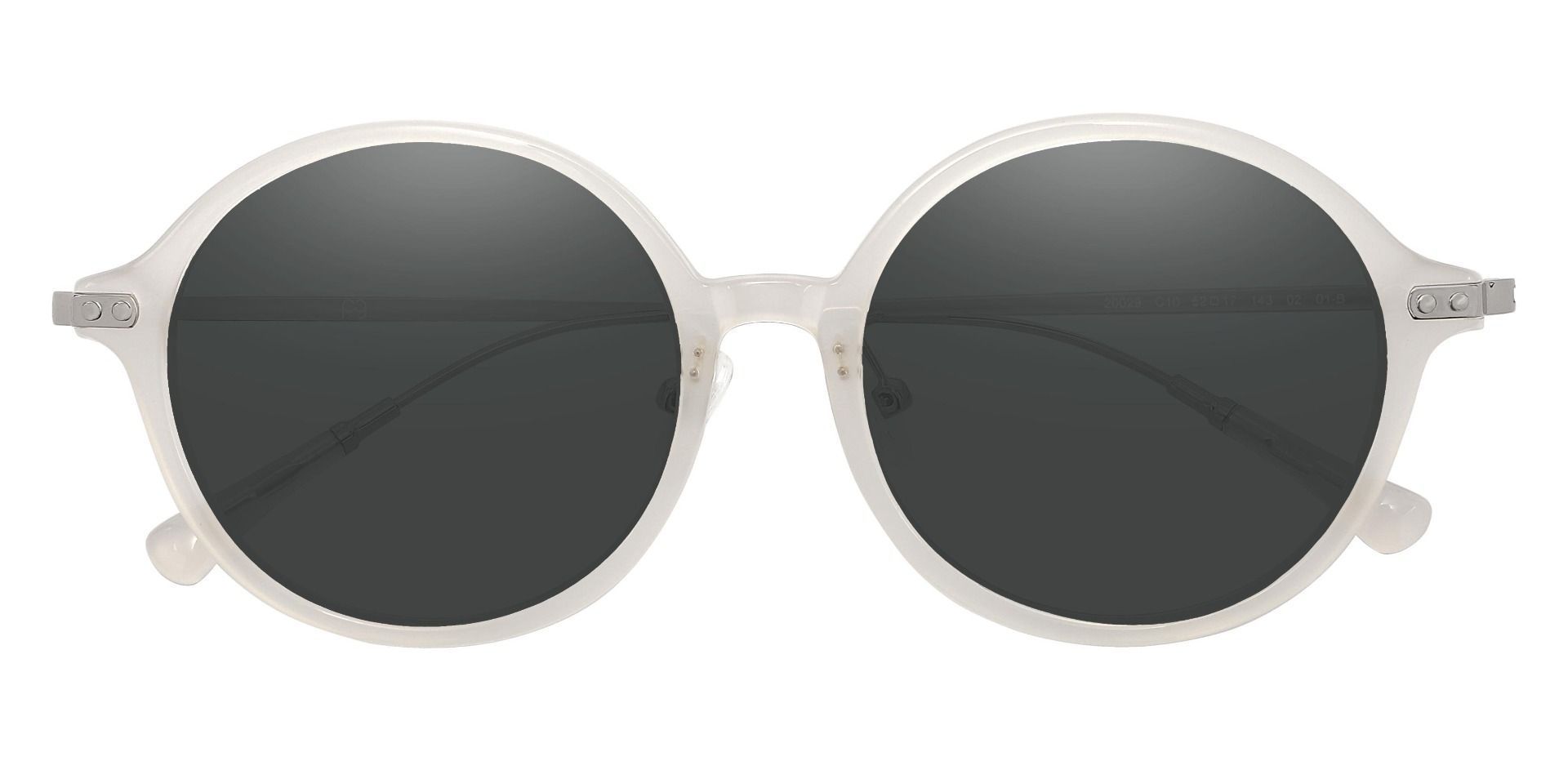 Princeton Round Prescription Sunglasses - Clear Frame With Gray Lenses