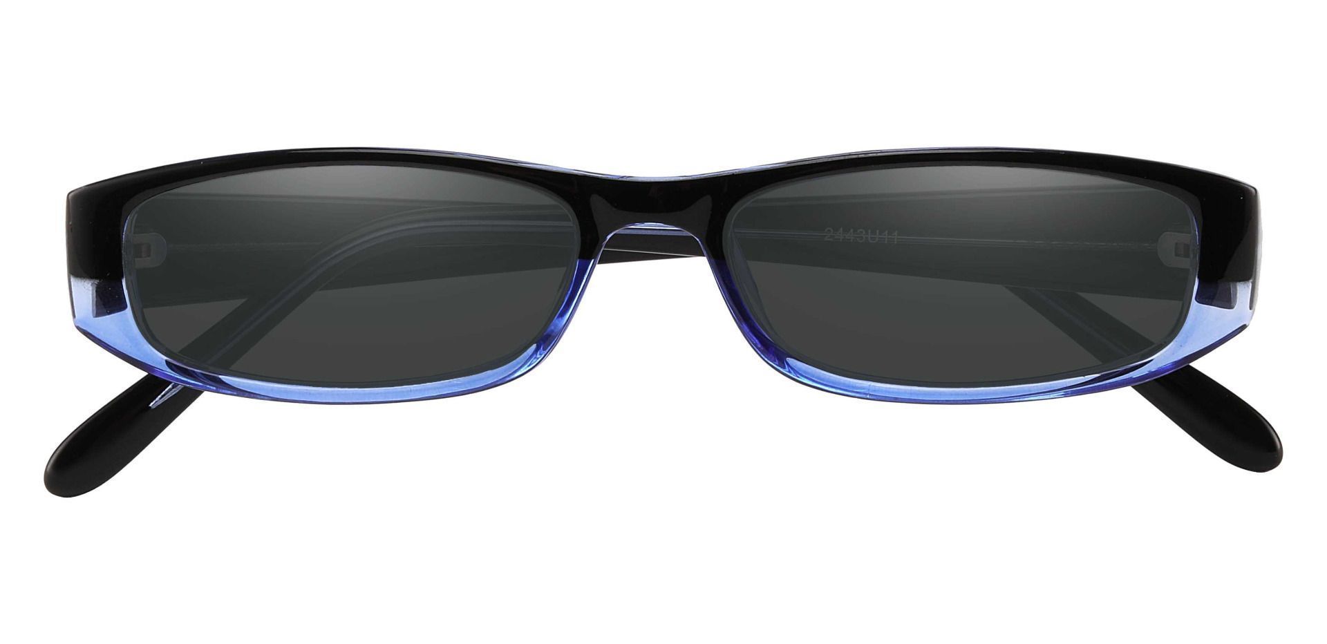 Elgin Rectangle Single Vision Sunglasses - Blue Frame With Gray Lenses