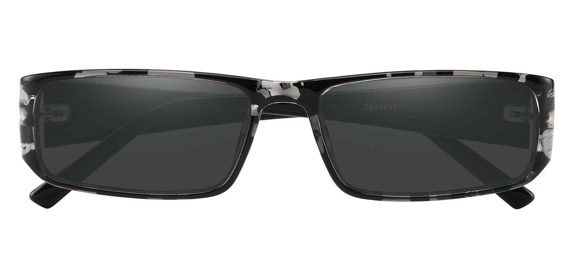 Elbert Rectangle Single Vision Sunglasses - Black Frame With Gray Lenses