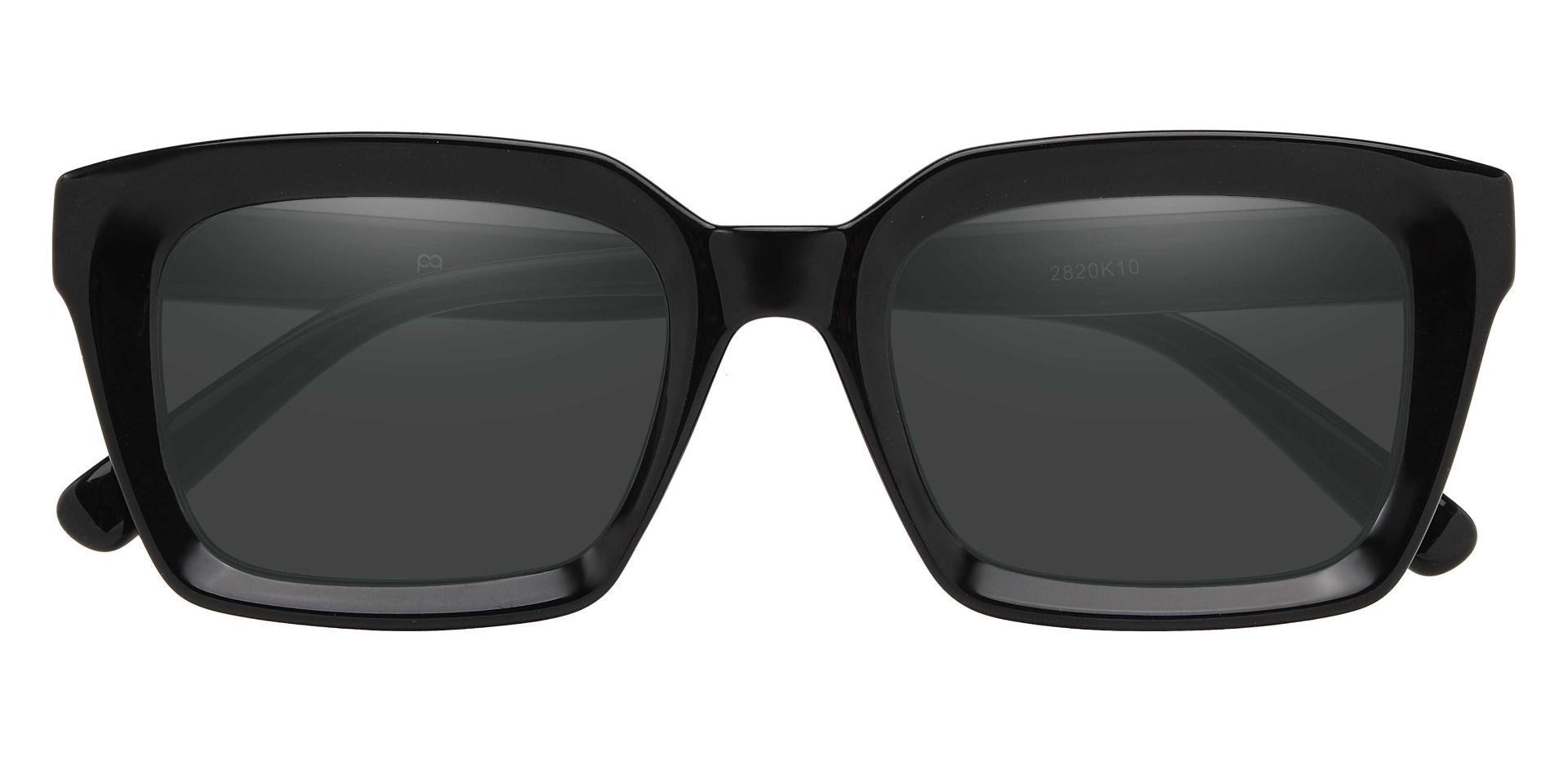 Unity Rectangle Prescription Sunglasses - Black Frame With Gray Lenses