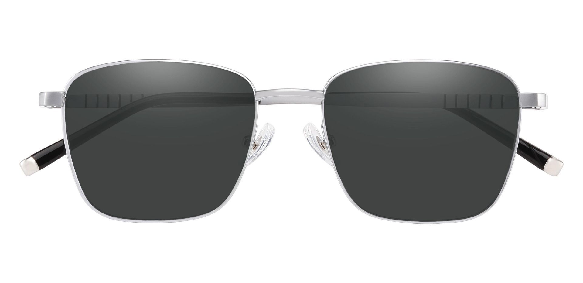 May Square Prescription Sunglasses - Silver Frame With Gray Lenses