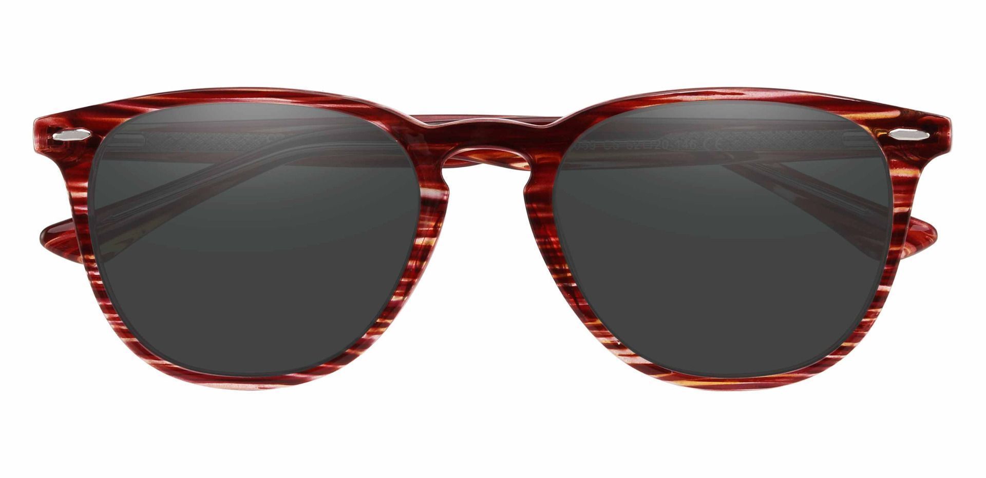 Sycamore Oval Prescription Sunglasses - Red Frame With Gray Lenses