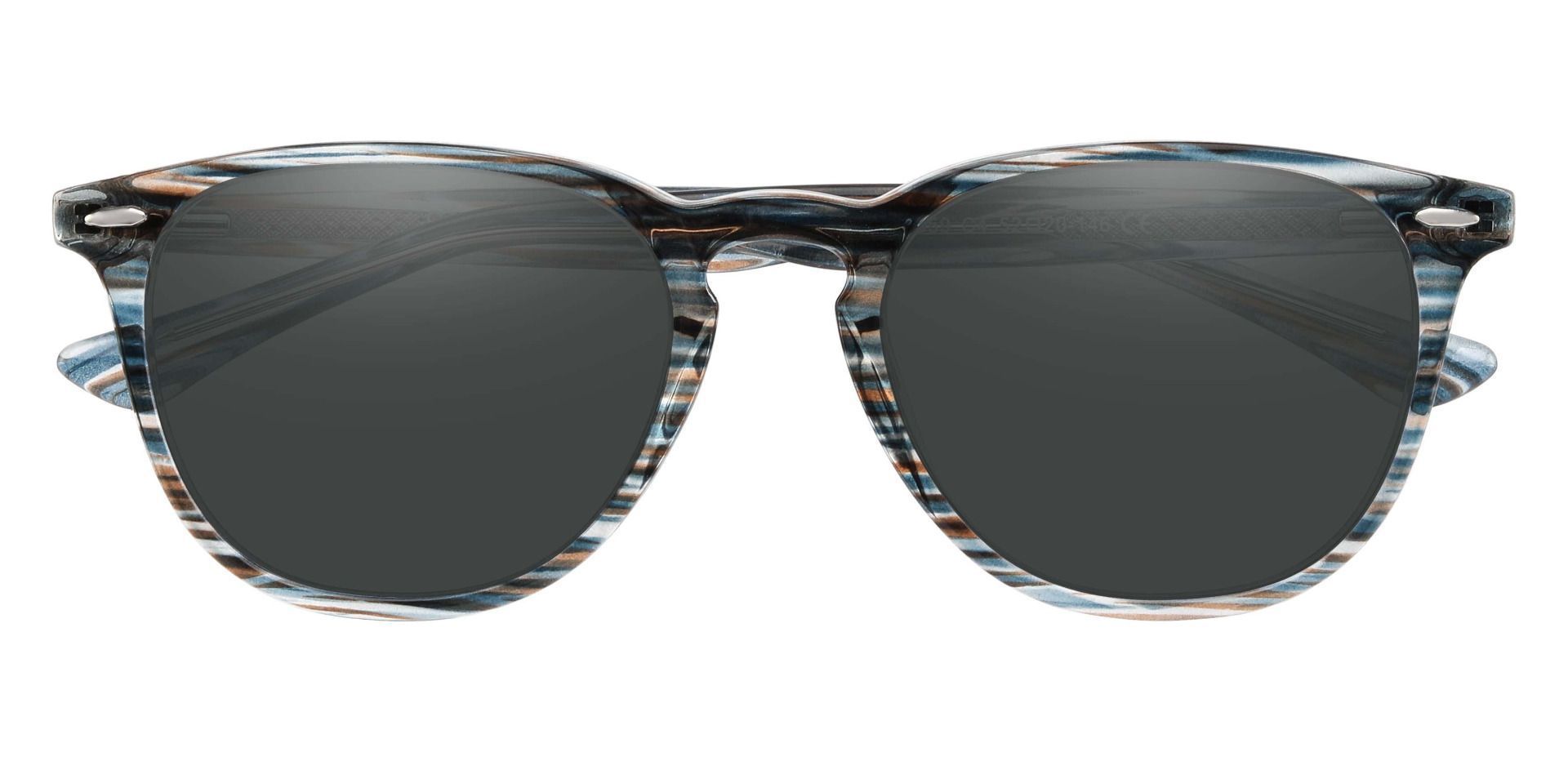Sycamore Oval Prescription Sunglasses - Blue Frame With Gray Lenses