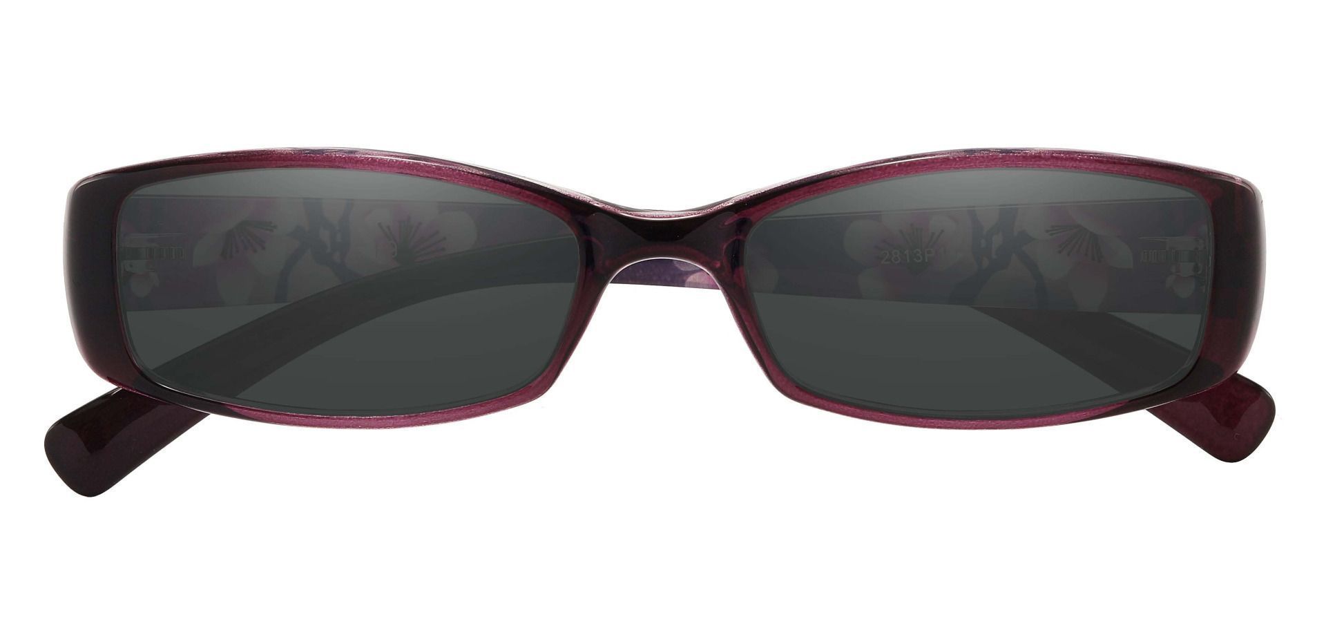 Medora Rectangle Reading Sunglasses - Purple Frame With Gray Lenses