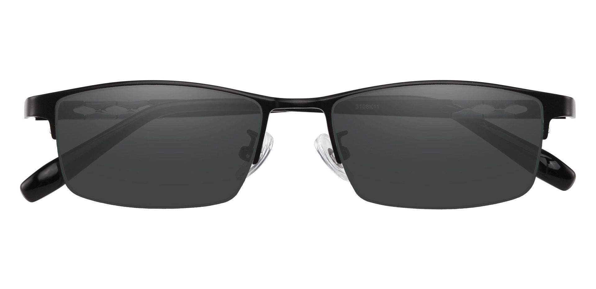 Burlington Rectangle Non-Rx Sunglasses - Black Frame With Gray Lenses