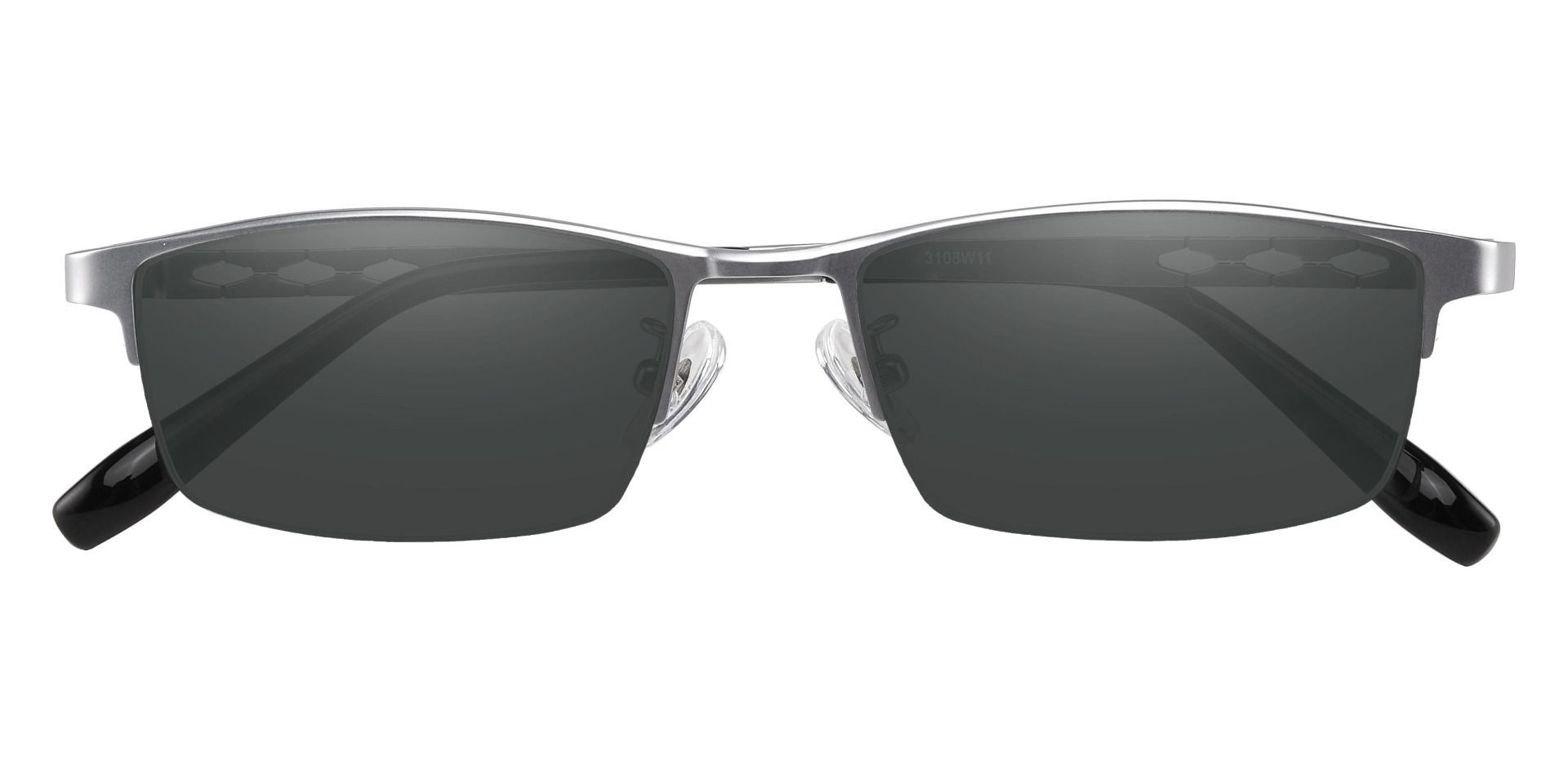 Burlington Rectangle Lined Bifocal Sunglasses - Silver Frame With Gray Lenses