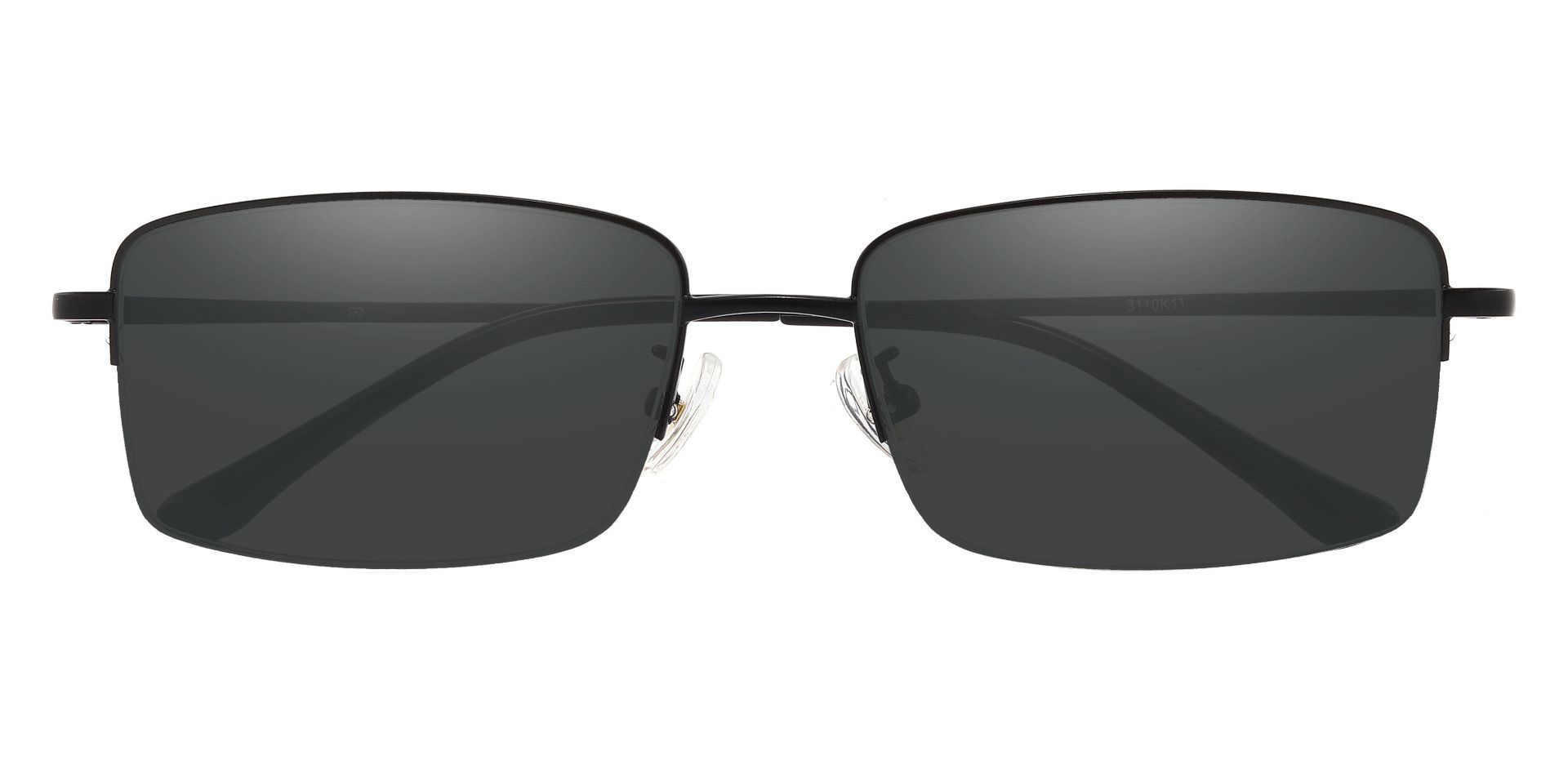 Bellmont Rectangle Reading Sunglasses - Black Frame With Gray Lenses