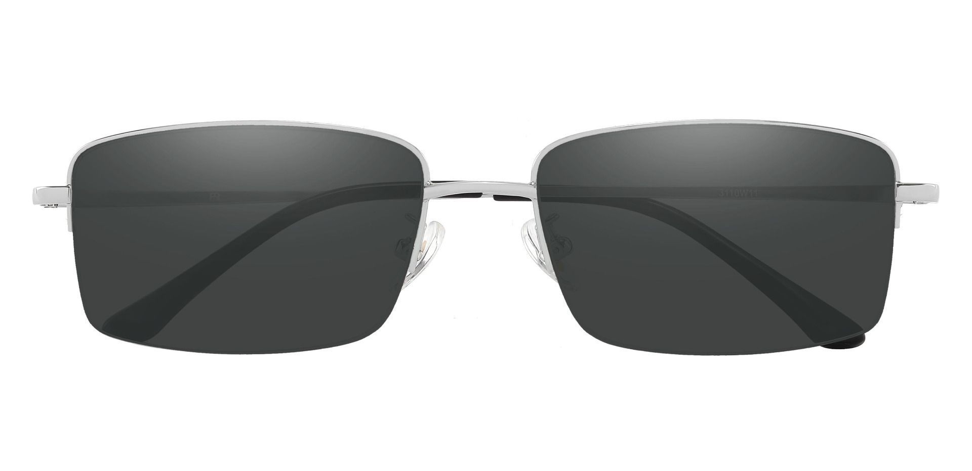 Bellmont Rectangle Prescription Sunglasses - Silver Frame With Gray Lenses