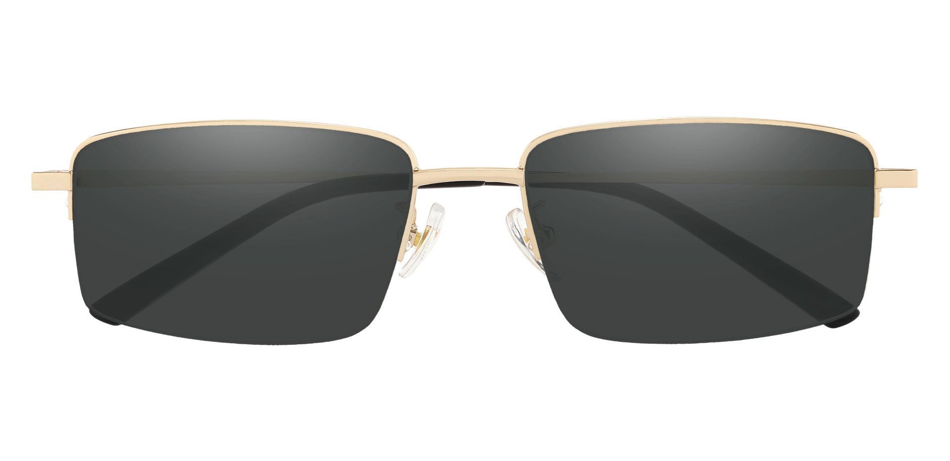 Wayne Rectangle Progressive Sunglasses - Gold Frame With Gray Lenses