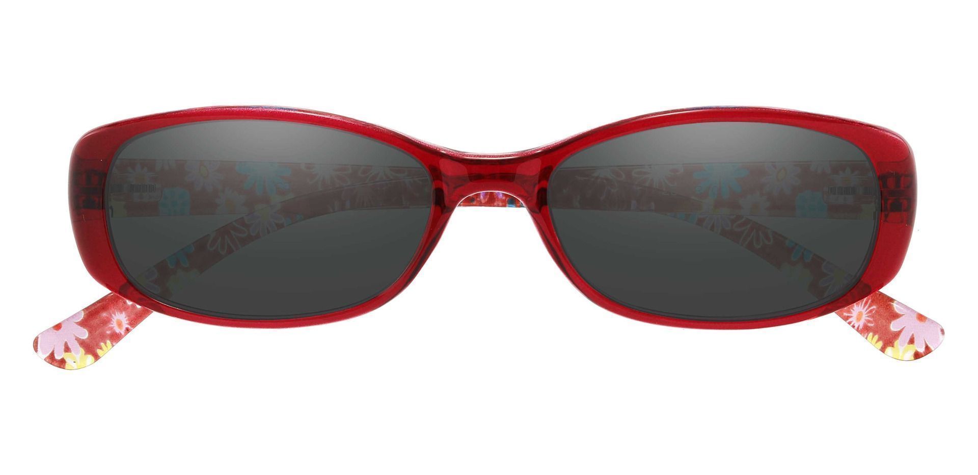 Bethesda Rectangle Progressive Sunglasses - Red Frame With Gray Lenses