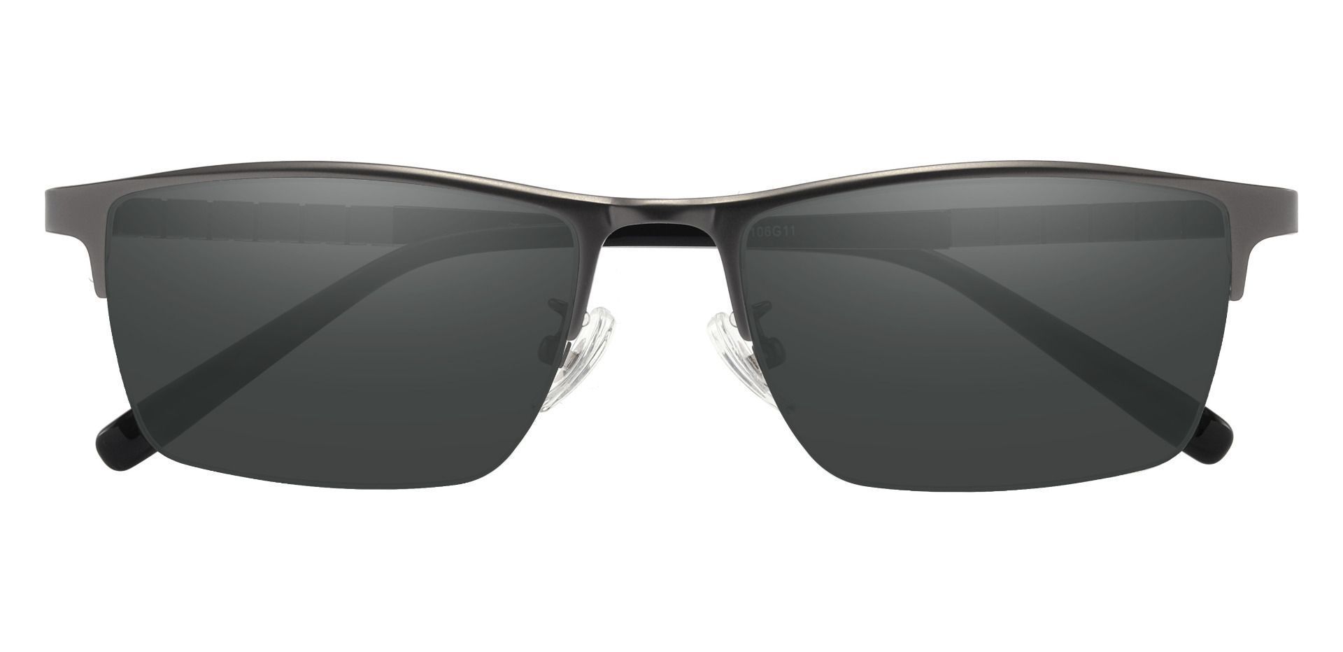 Maine Rectangle Progressive Sunglasses - Gray Frame With Gray Lenses
