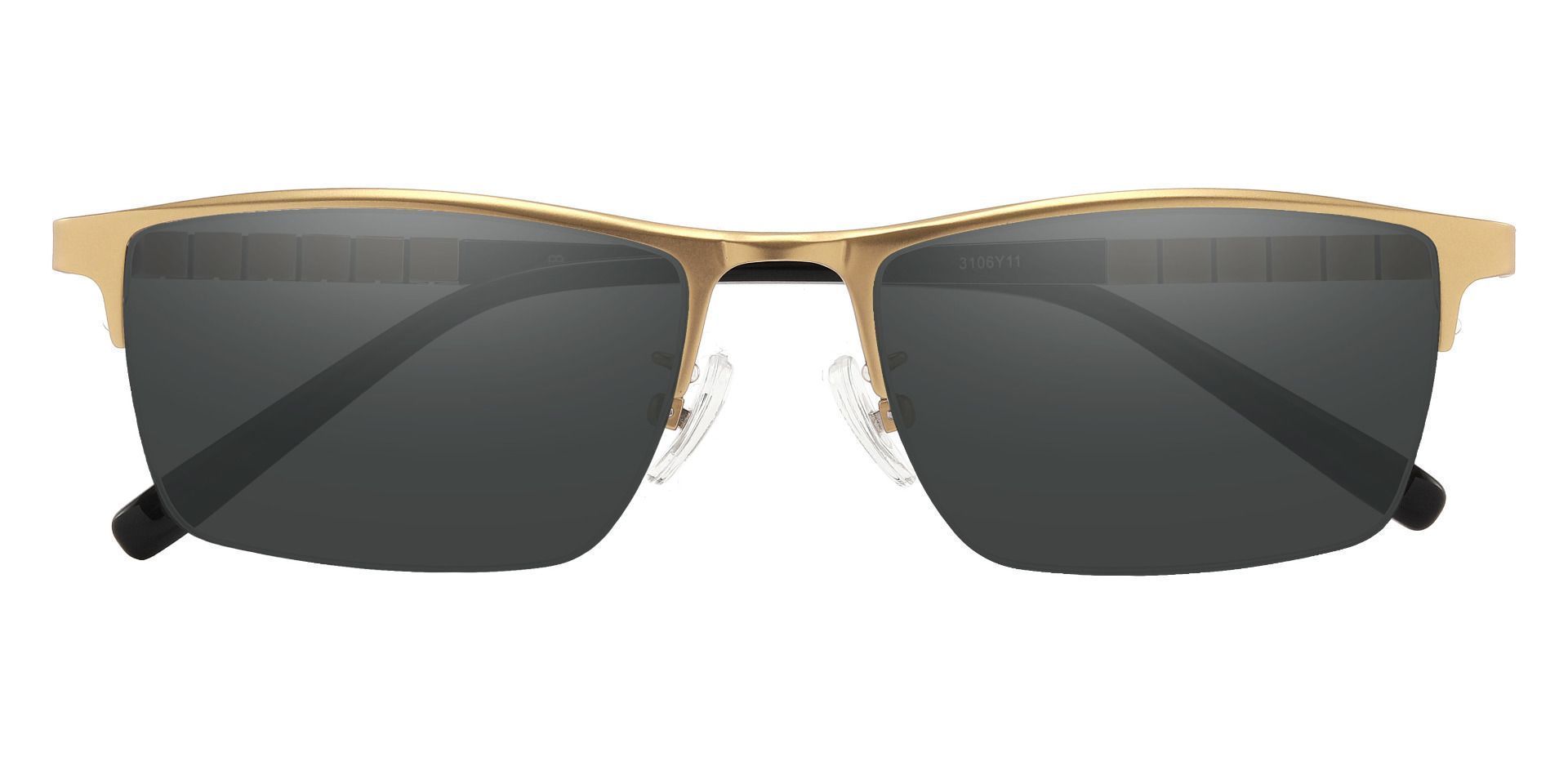 Maine Rectangle Prescription Sunglasses - Gold Frame With Gray Lenses