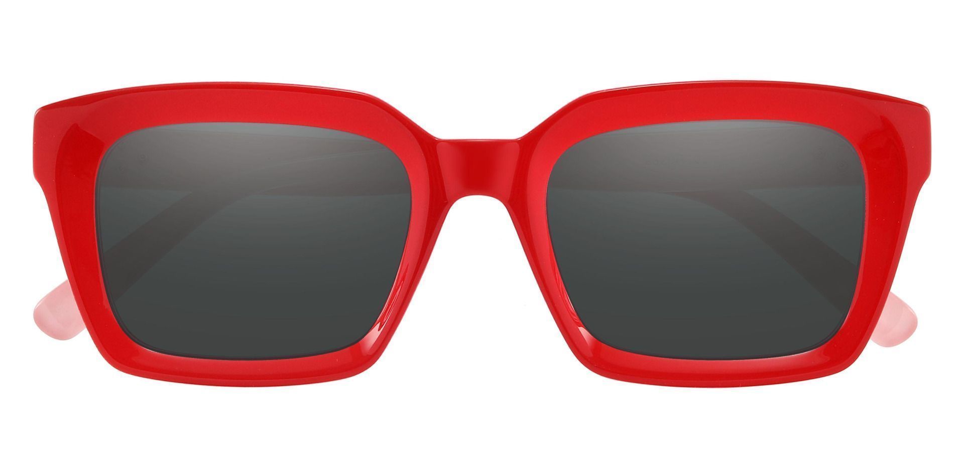 Unity Rectangle Prescription Sunglasses - Red Frame With Gray Lenses