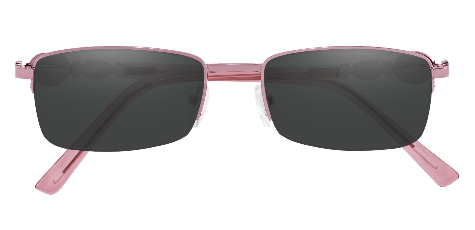 Crowley Rectangle Lined Bifocal Sunglasses - Pink Frame With Gray Lenses