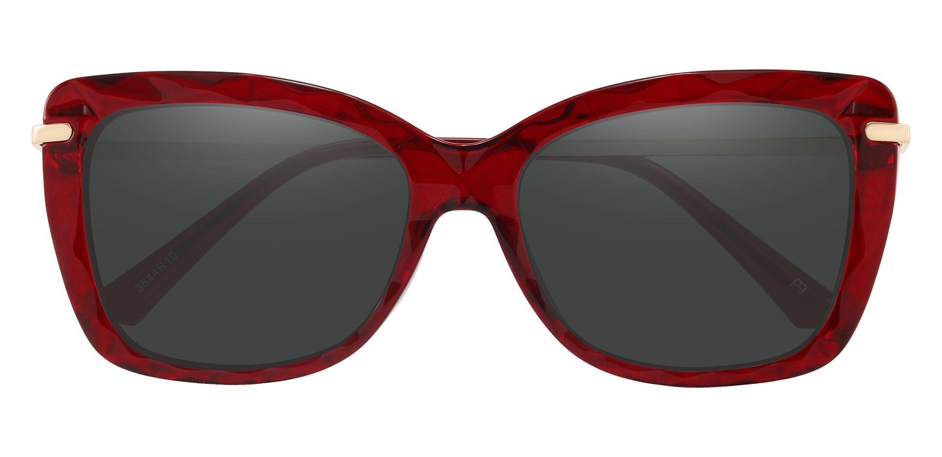 Shoshanna Rectangle Prescription Sunglasses - Red Frame With Gray Lenses