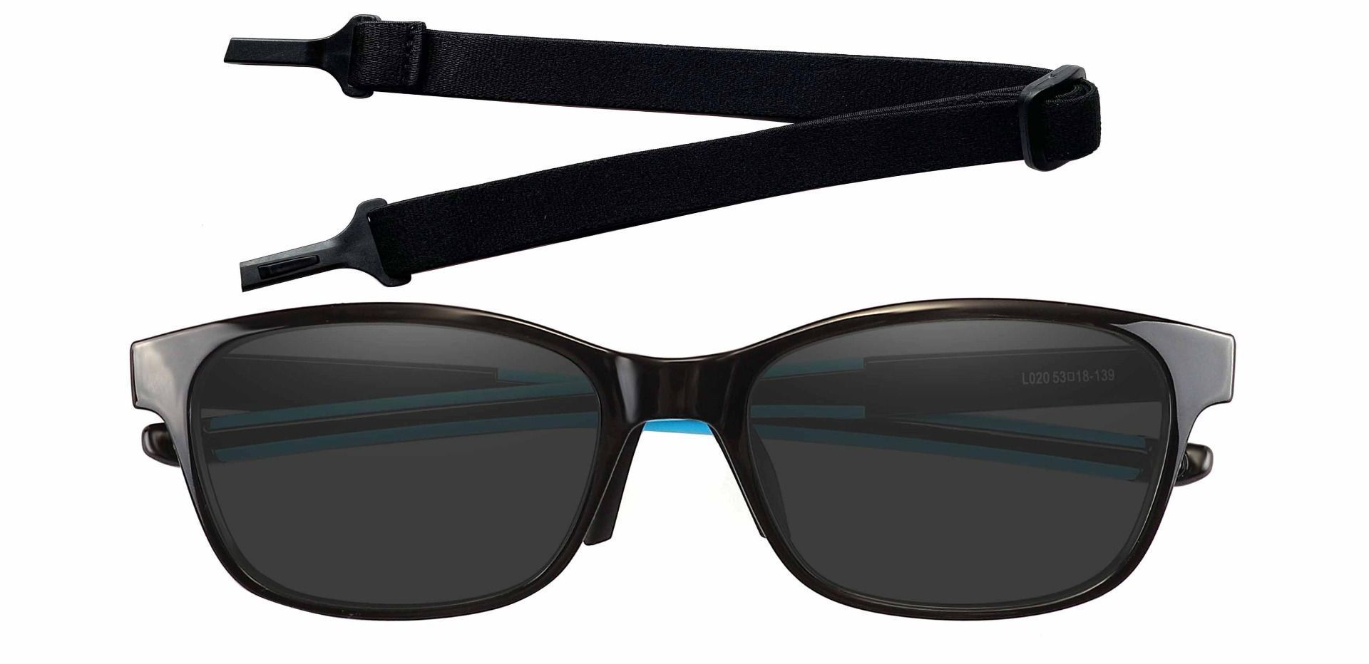 Higgins Rectangle Lined Bifocal Sunglasses - Black Frame With Gray Lenses