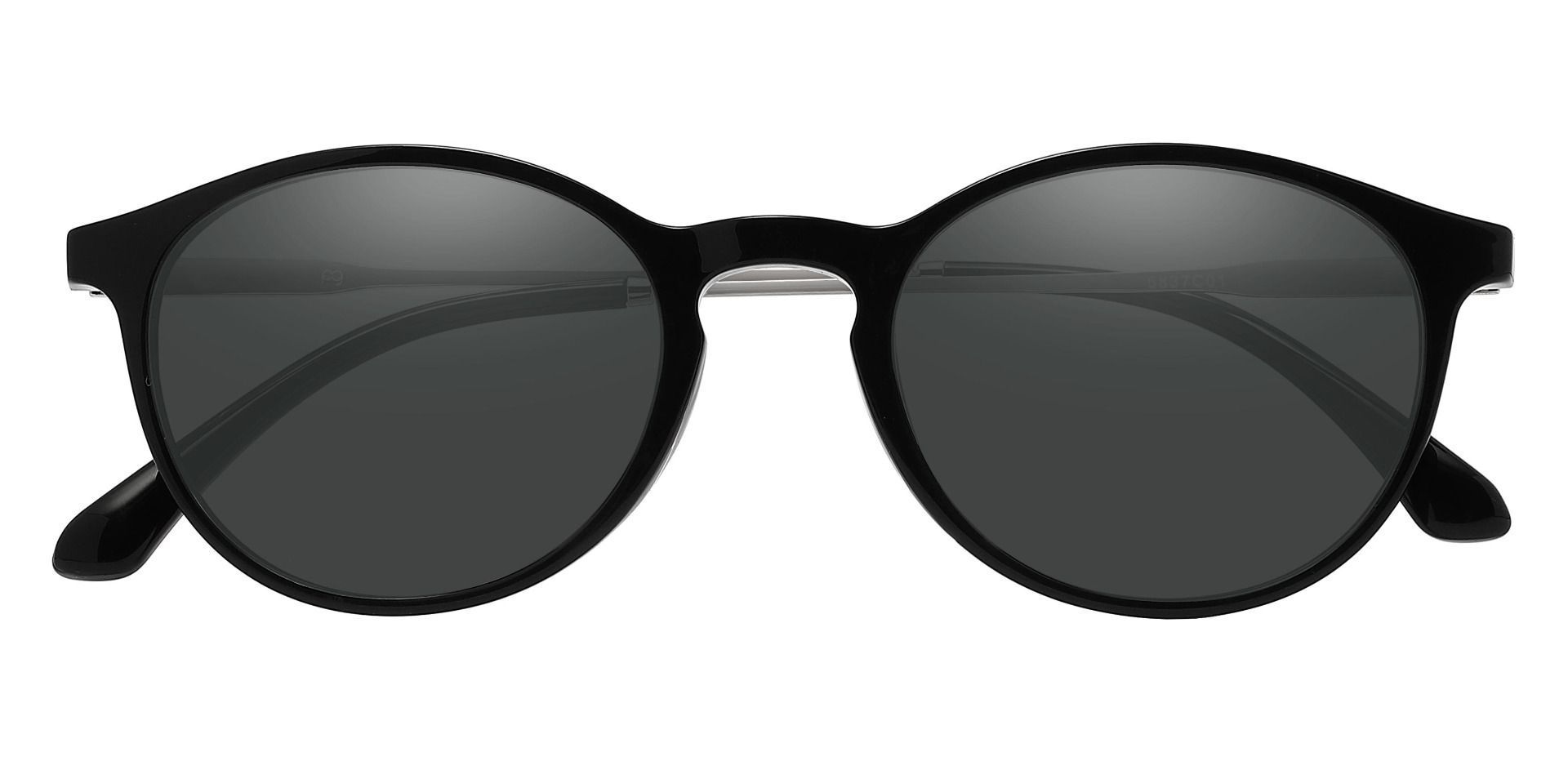 Felton Oval Non-Rx Sunglasses - Black Frame With Gray Lenses