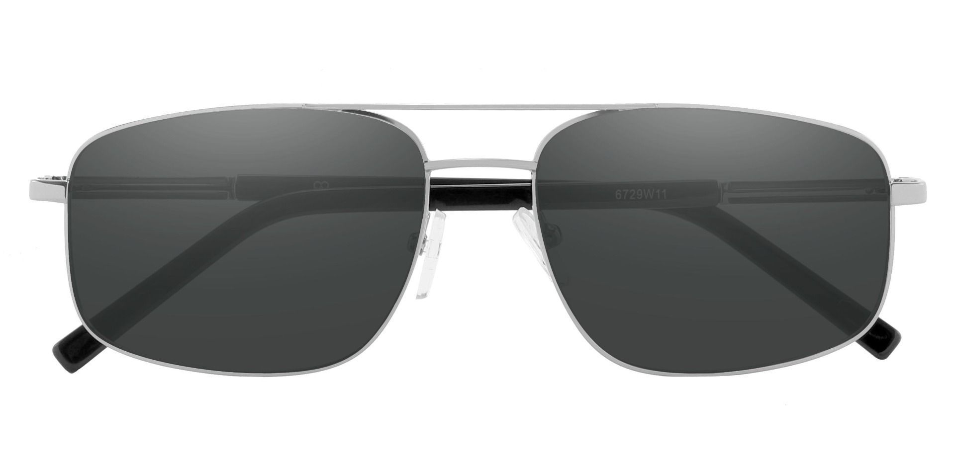 Davenport Aviator Lined Bifocal Sunglasses - Silver Frame With Gray Lenses