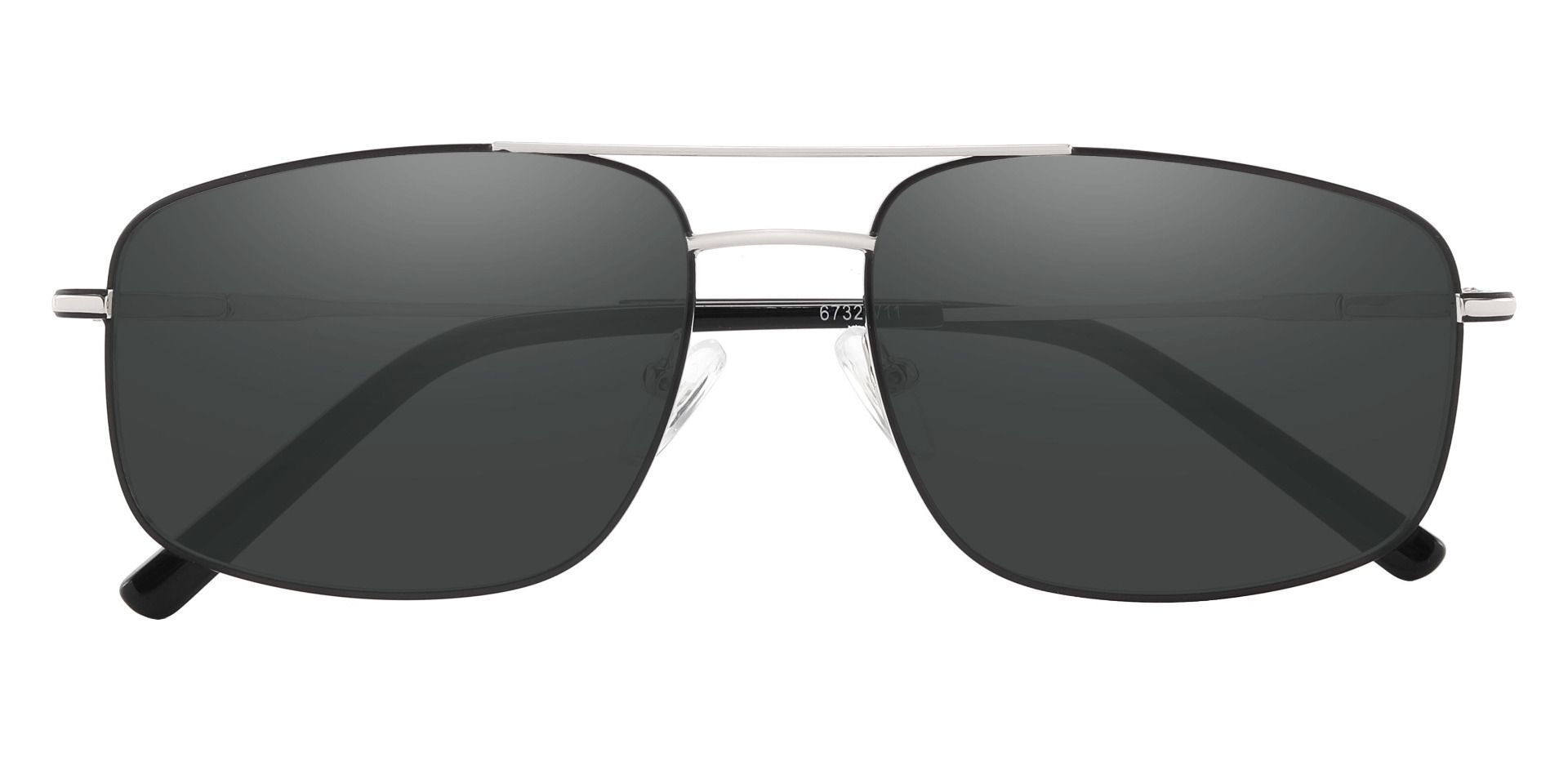 Turner Aviator Progressive Sunglasses - Silver Frame With Gray Lenses