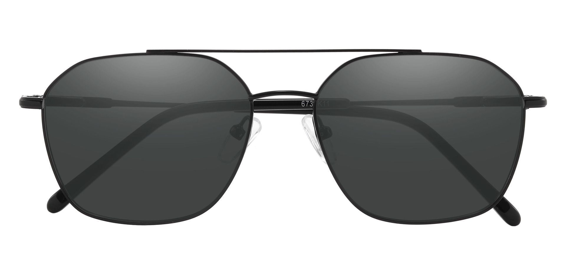Harvey Aviator Prescription Sunglasses - Black Frame With Gray Lenses