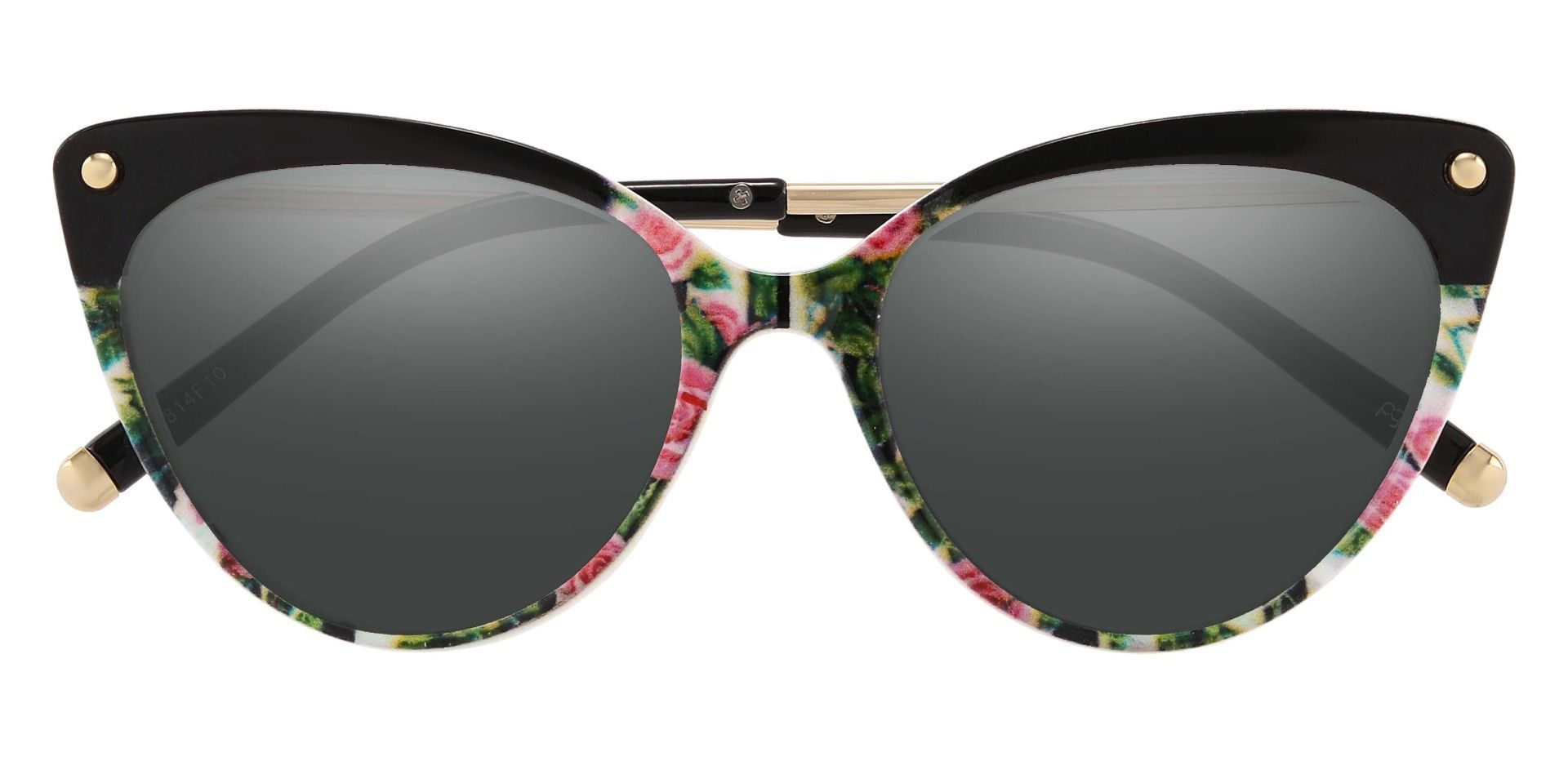 Connie Cat Eye Prescription Sunglasses - Floral Frame With Gray Lenses ...