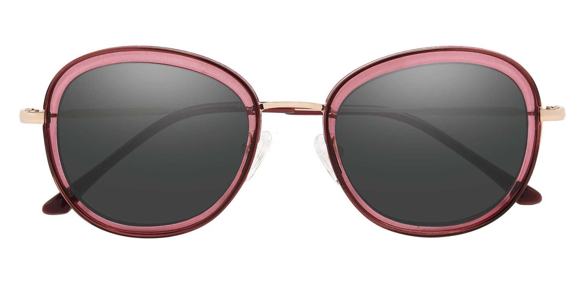 Bourbon Oval Prescription Sunglasses - Purple Frame With Gray Lenses