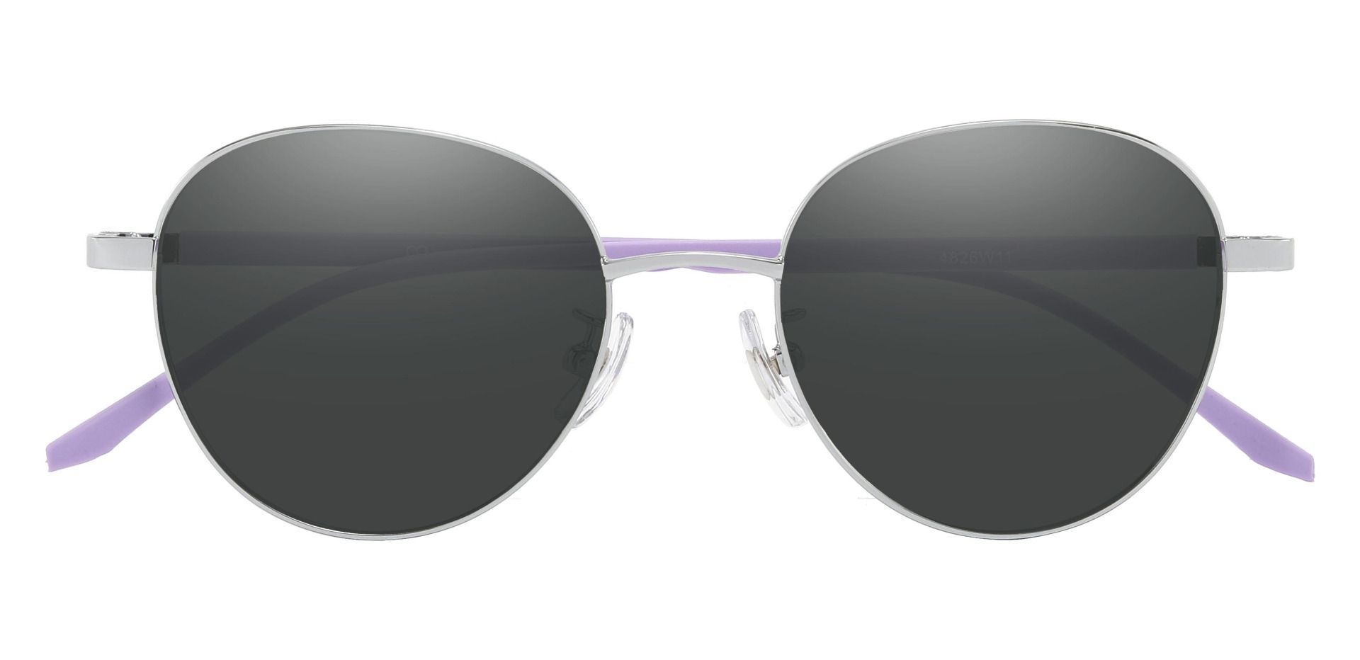 Meredith Oval Prescription Sunglasses - Silver Frame With Gray Lenses