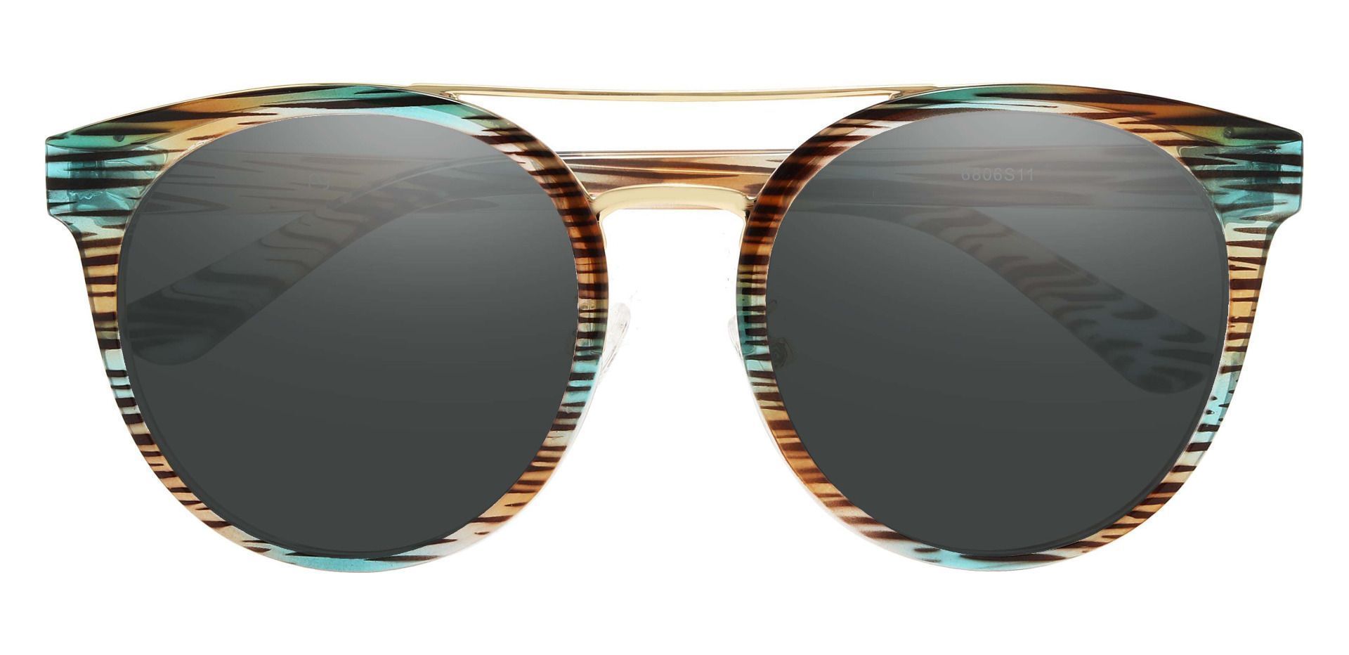 Oasis Aviator Prescription Sunglasses - Striped Frame With Gray Lenses