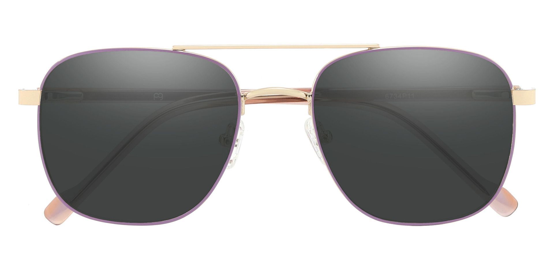 Howell Aviator Non-Rx Sunglasses - Purple Frame With Gray Lenses