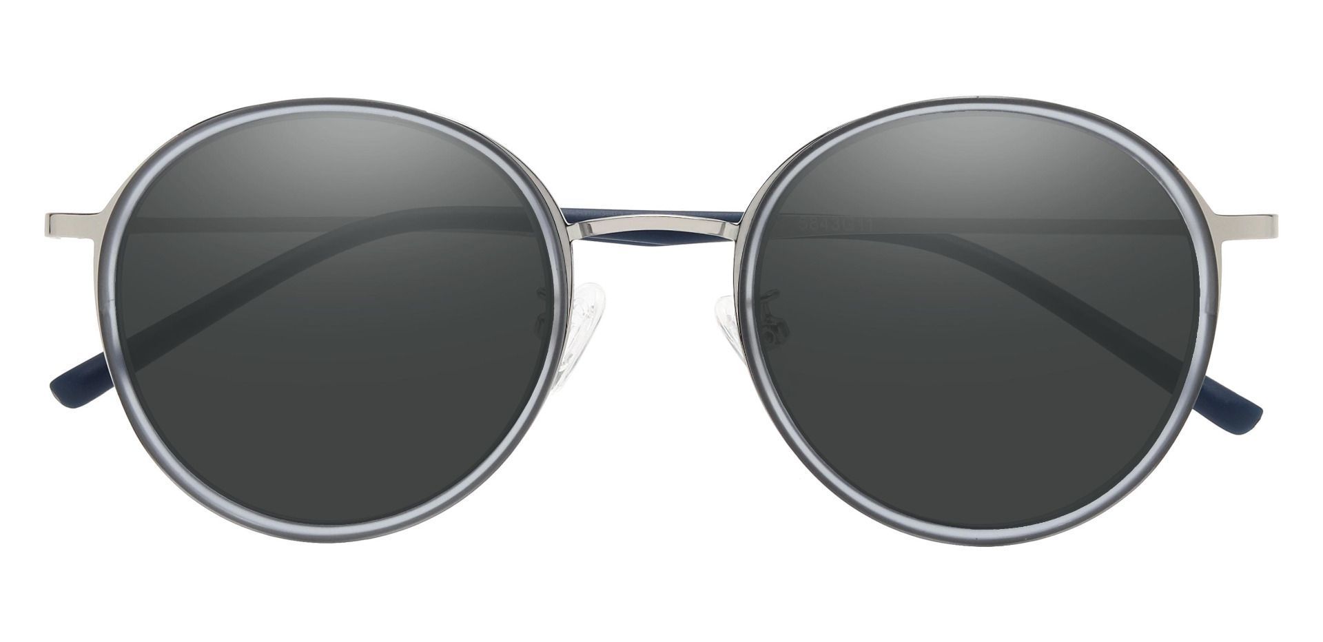 Brunswick Round Reading Sunglasses - Gray Frame With Gray Lenses