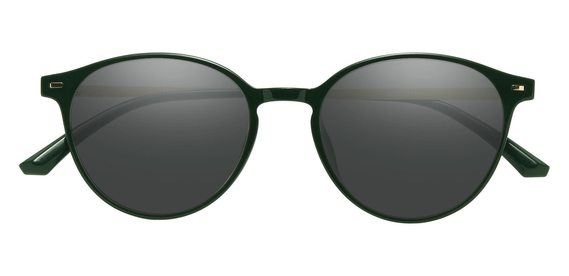 Springer Round Progressive Sunglasses - Green Frame With Gray Lenses