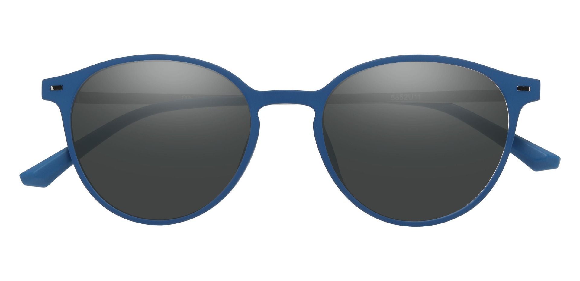 Springer Round Prescription Sunglasses - Blue Frame With Gray Lenses