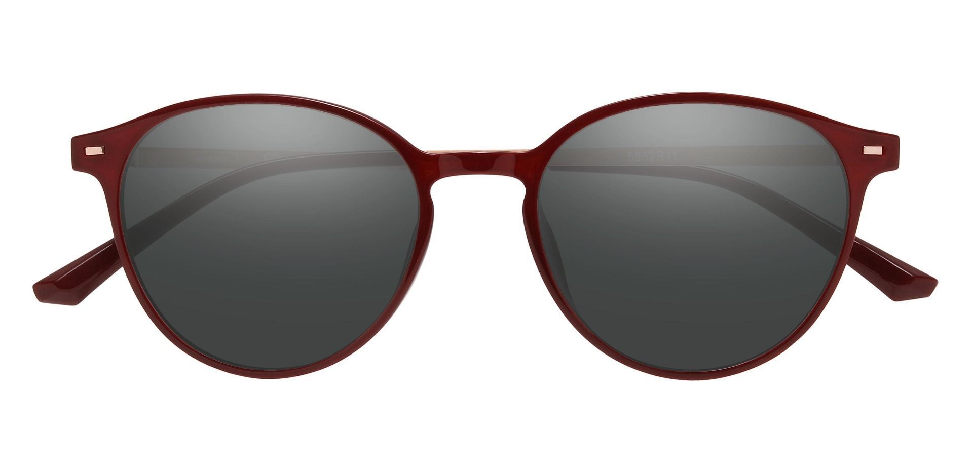 Springer Round Progressive Sunglasses - Red Frame With Gray Lenses