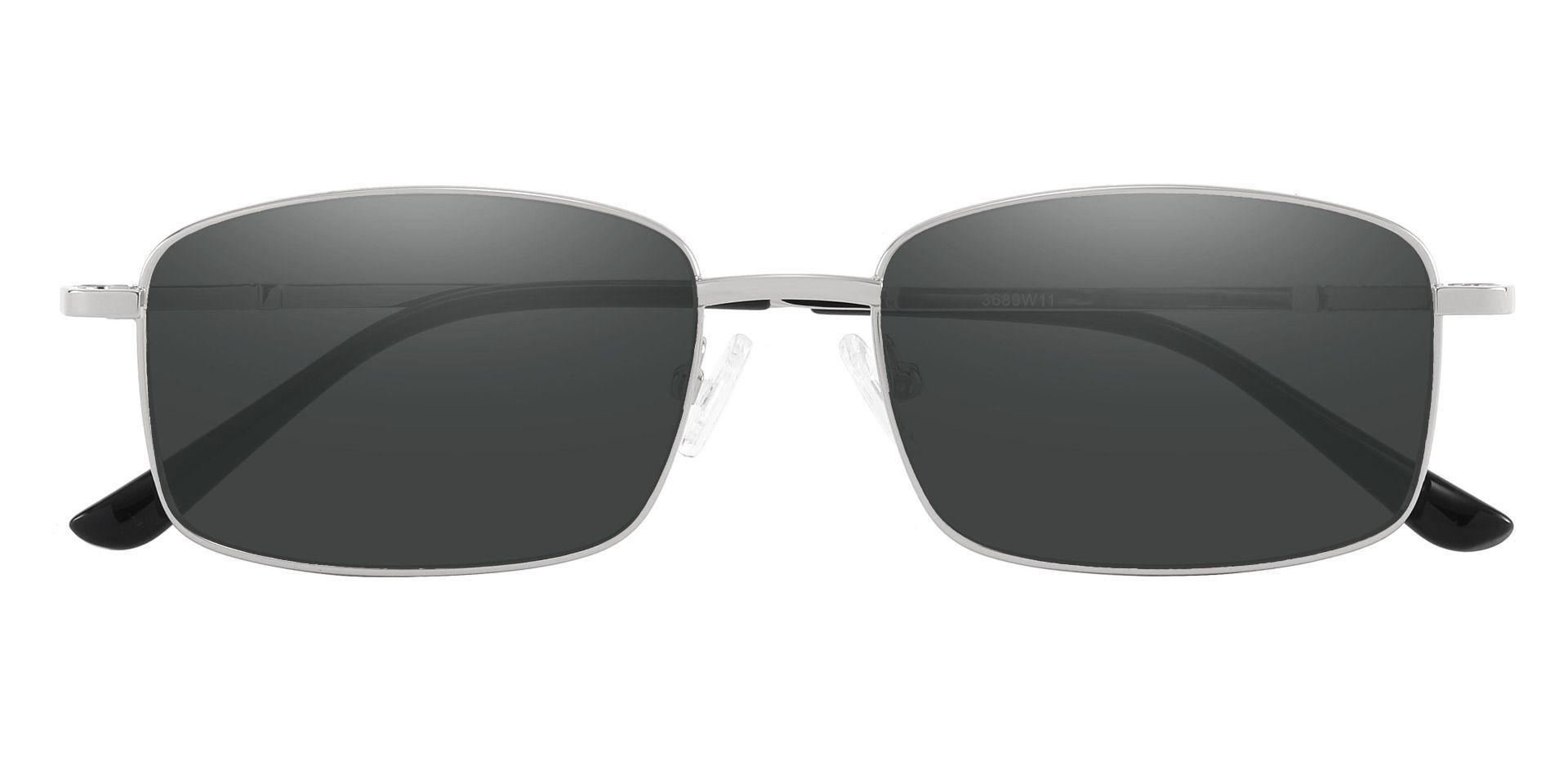 Clyde Rectangle Lined Bifocal Sunglasses - Silver Frame With Gray Lenses