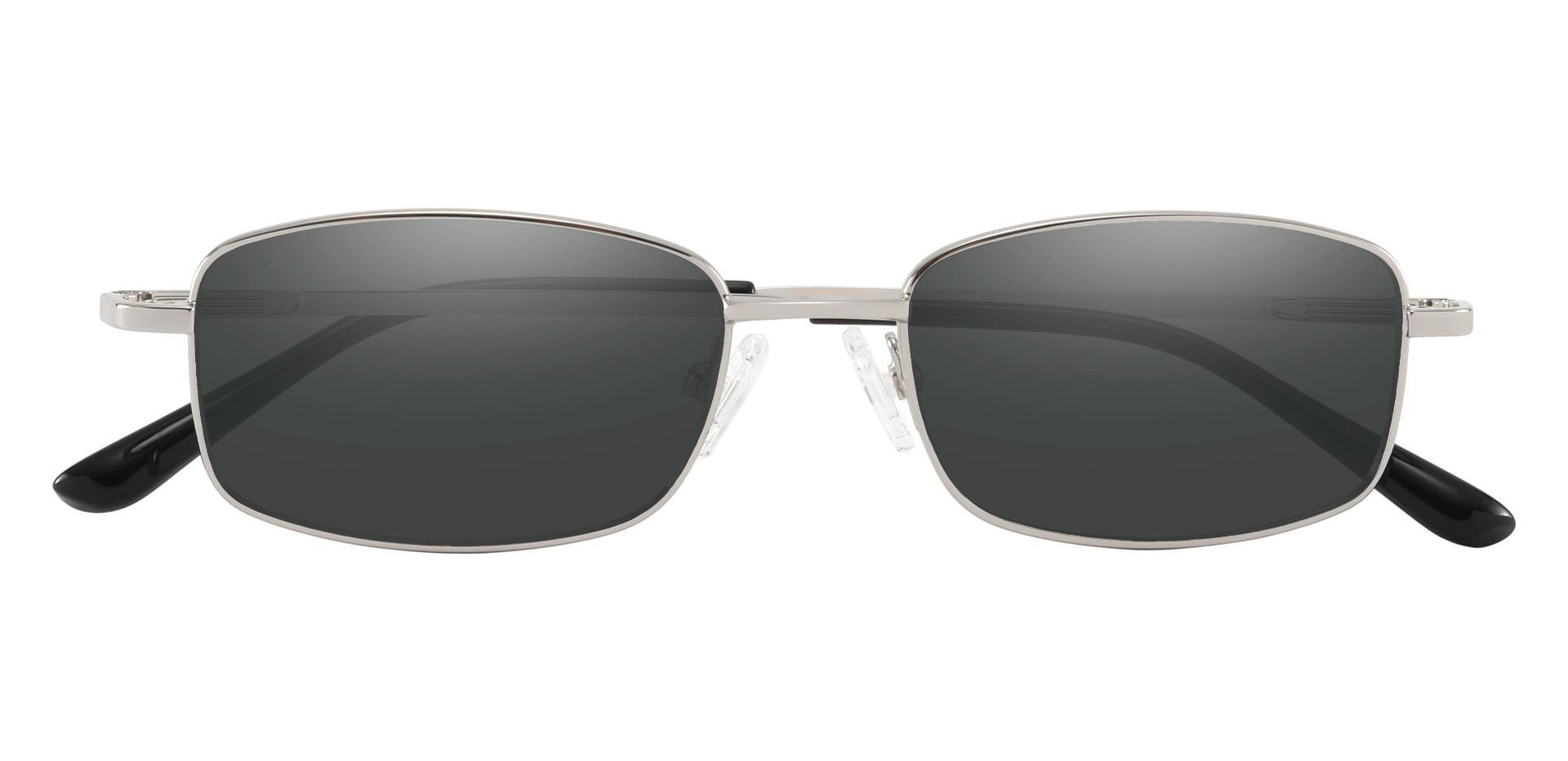 Hellman Rectangle Progressive Sunglasses - Silver Frame With Gray Lenses