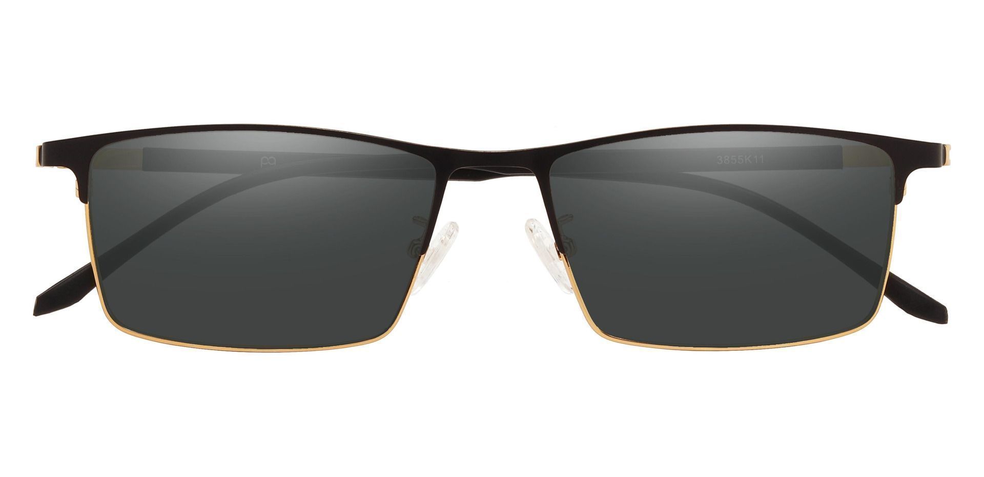 Regis Rectangle Non-Rx Sunglasses - Black Frame With Gray Lenses