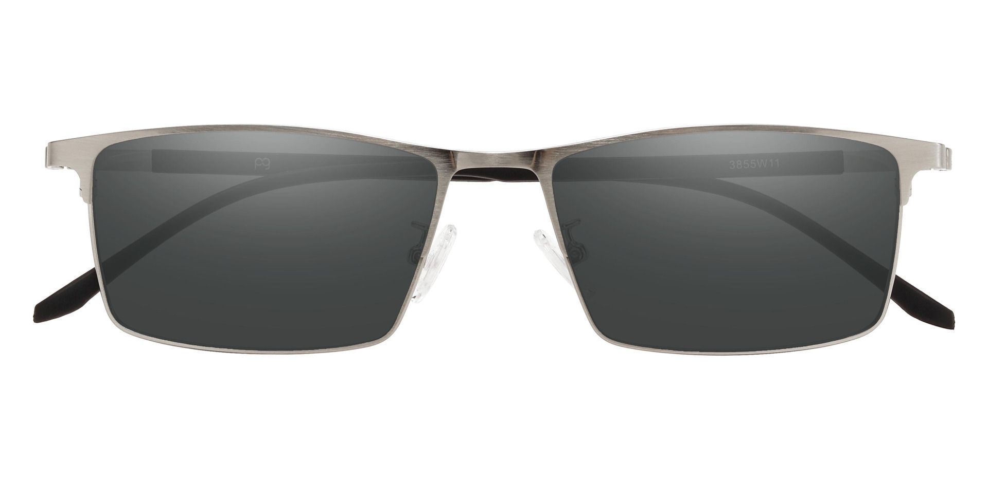Regis Rectangle Progressive Sunglasses - Silver Frame With Gray Lenses