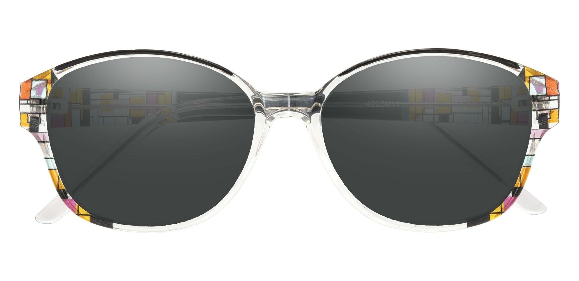 Moira Oval Non-Rx Sunglasses - Black Frame With Gray Lenses