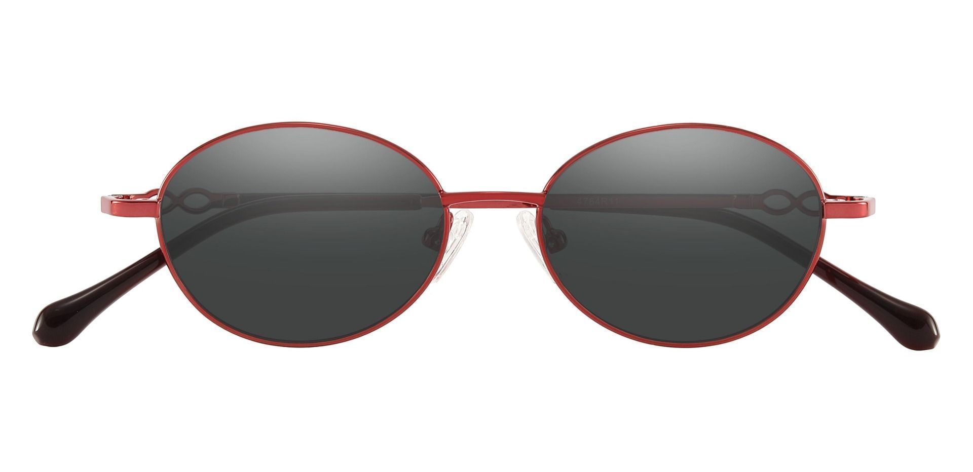 Odyssey Oval Non-Rx Sunglasses - Red Frame With Gray Lenses