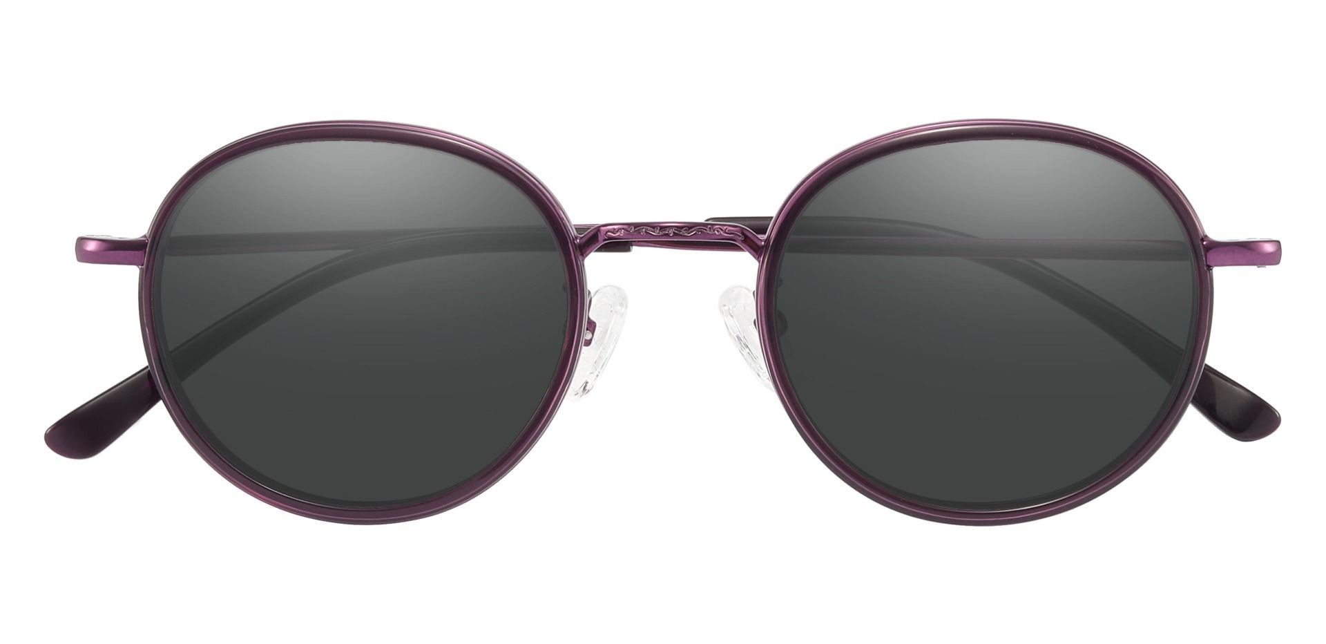 Eden Round Progressive Sunglasses - Purple Frame With Gray Lenses