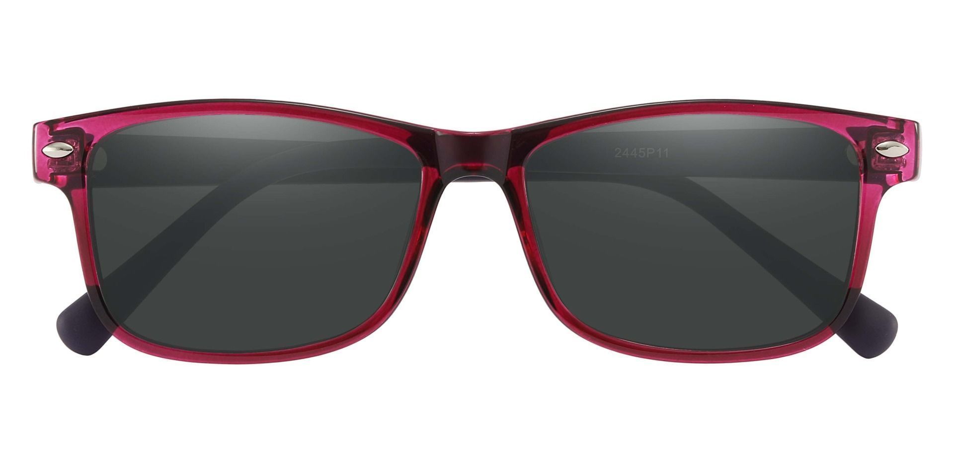 Minerva Rectangle Reading Sunglasses - Purple Frame With Gray Lenses