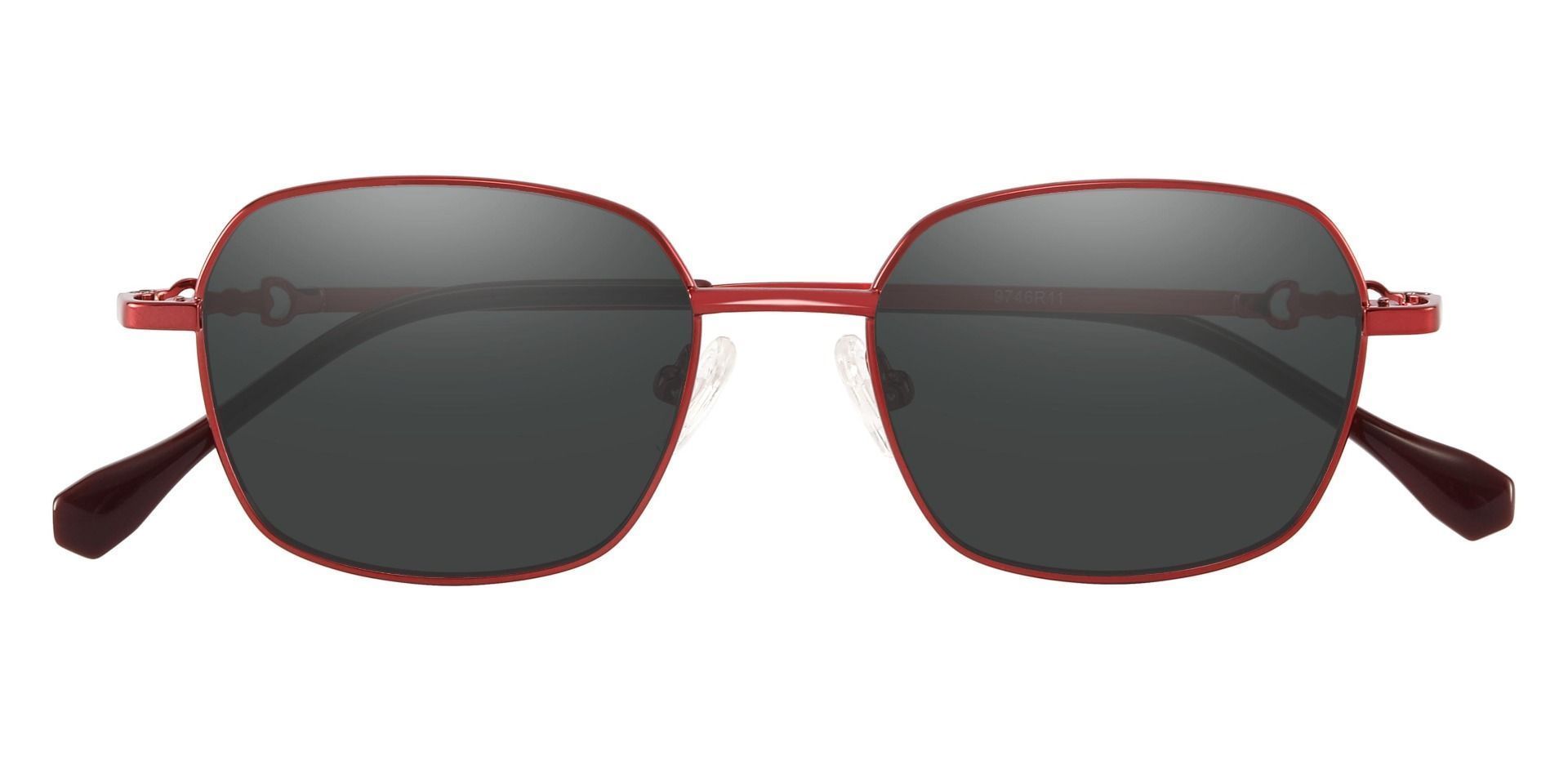 Averill Geometric Non-Rx Sunglasses - Red Frame With Gray Lenses
